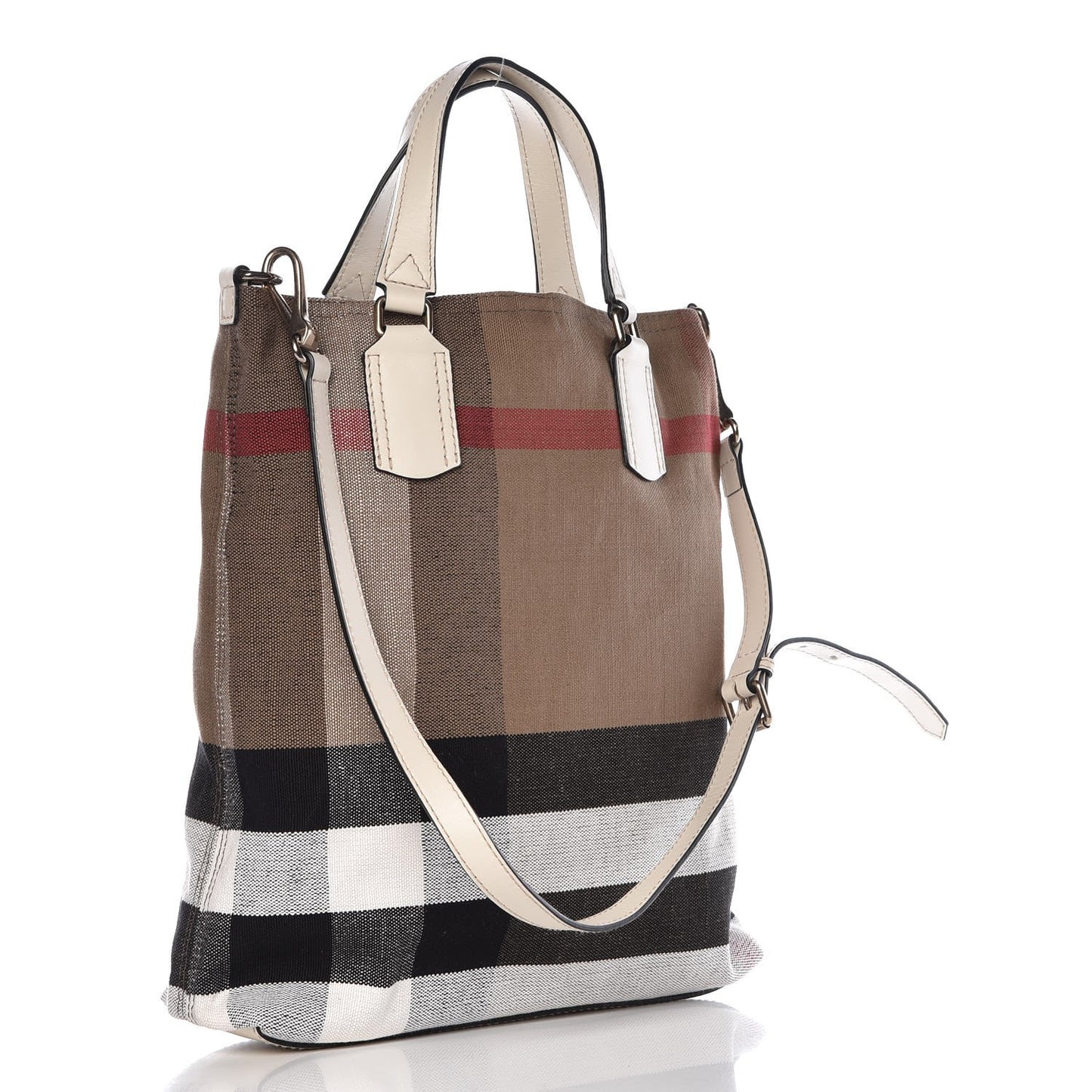 Canvas Mega Check Medium Tottenham Brit Tote White