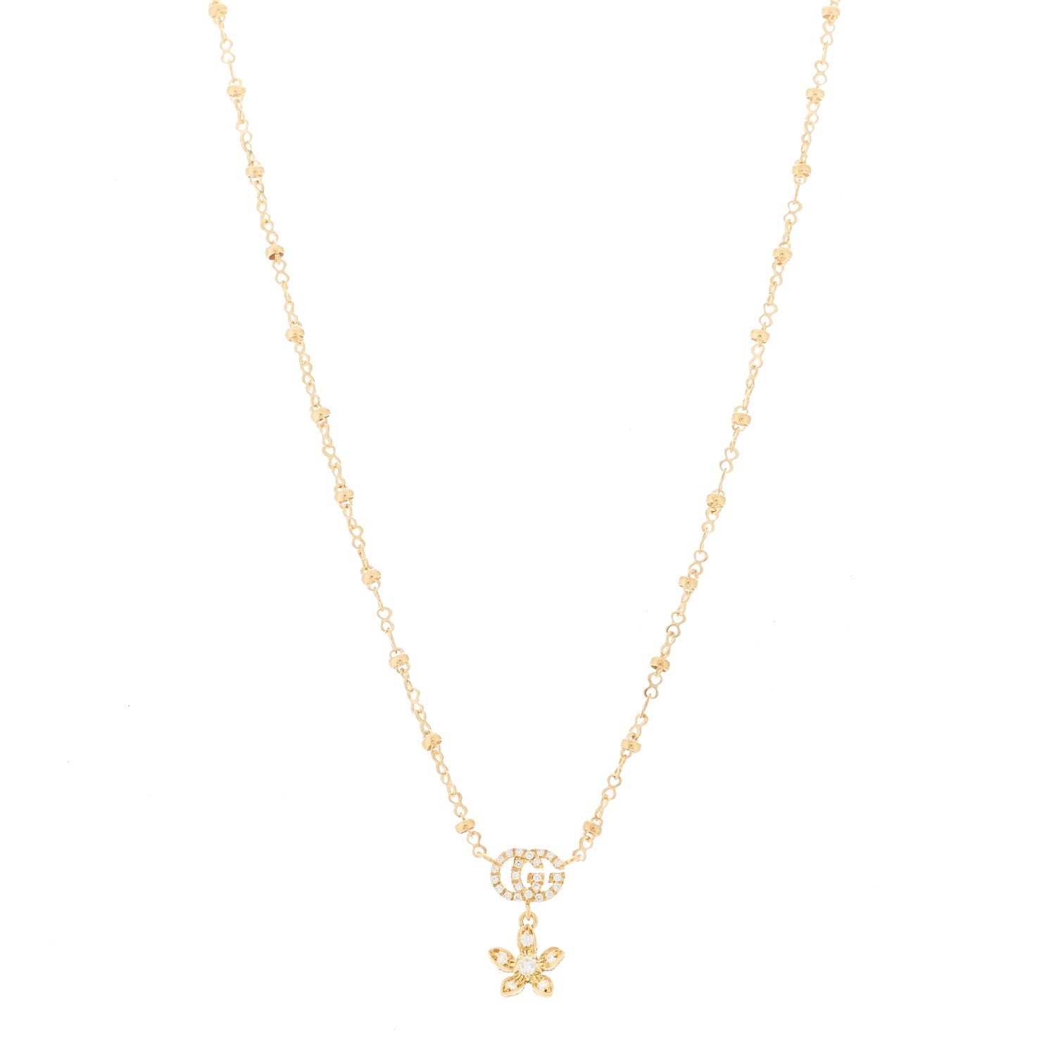 Flower❣️ Gucci 18K Yellow Gold Diamond Flora Necklace 1893154 – FASHIONPHILE
