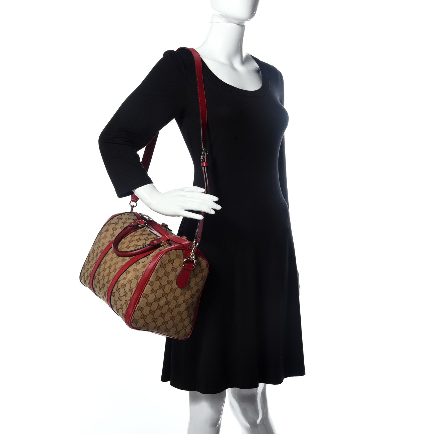 Gucci Monogram Medium Joy Boston Hibiscus Red 2 of 39