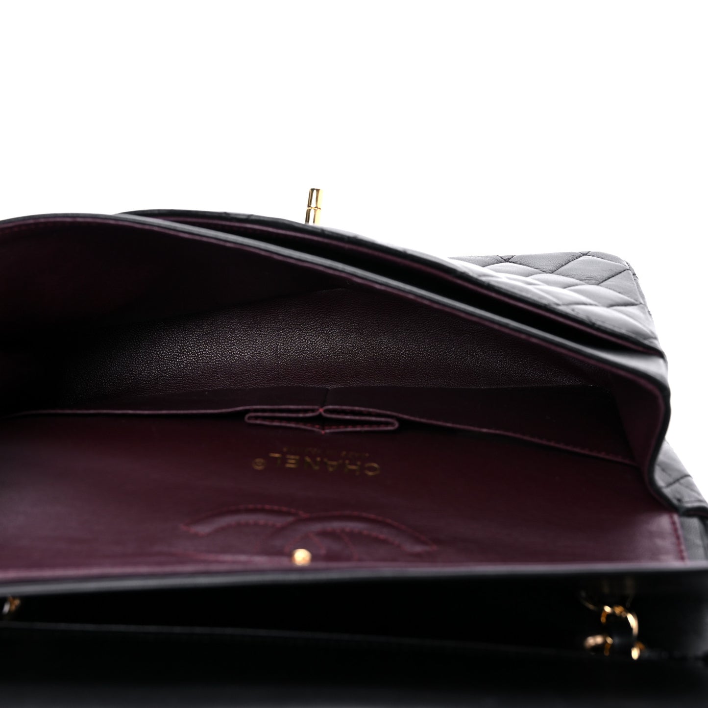 Lambskin Quilted Medium Double Flap Black