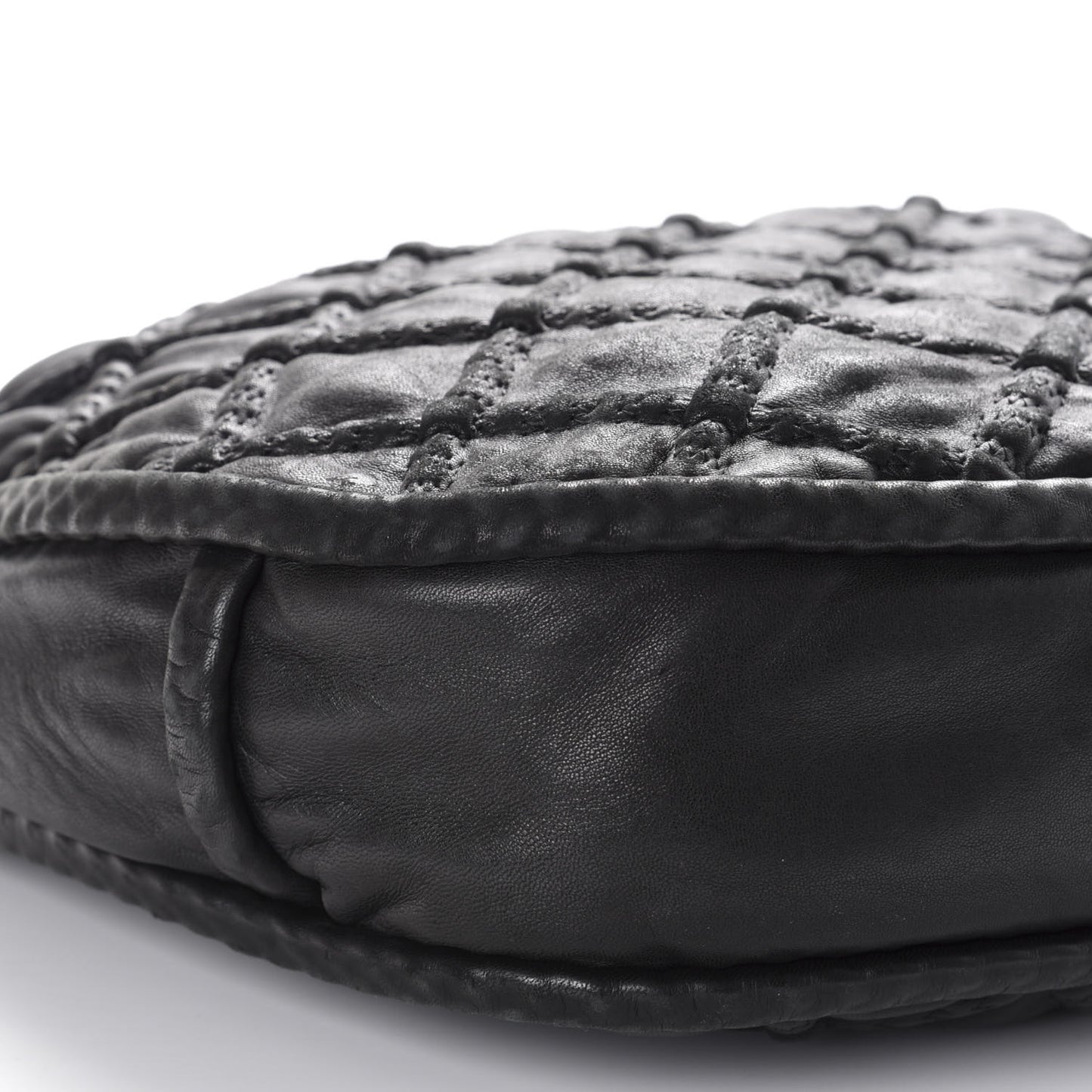 Quilted Lambskin Hidden Chain Hobo Black