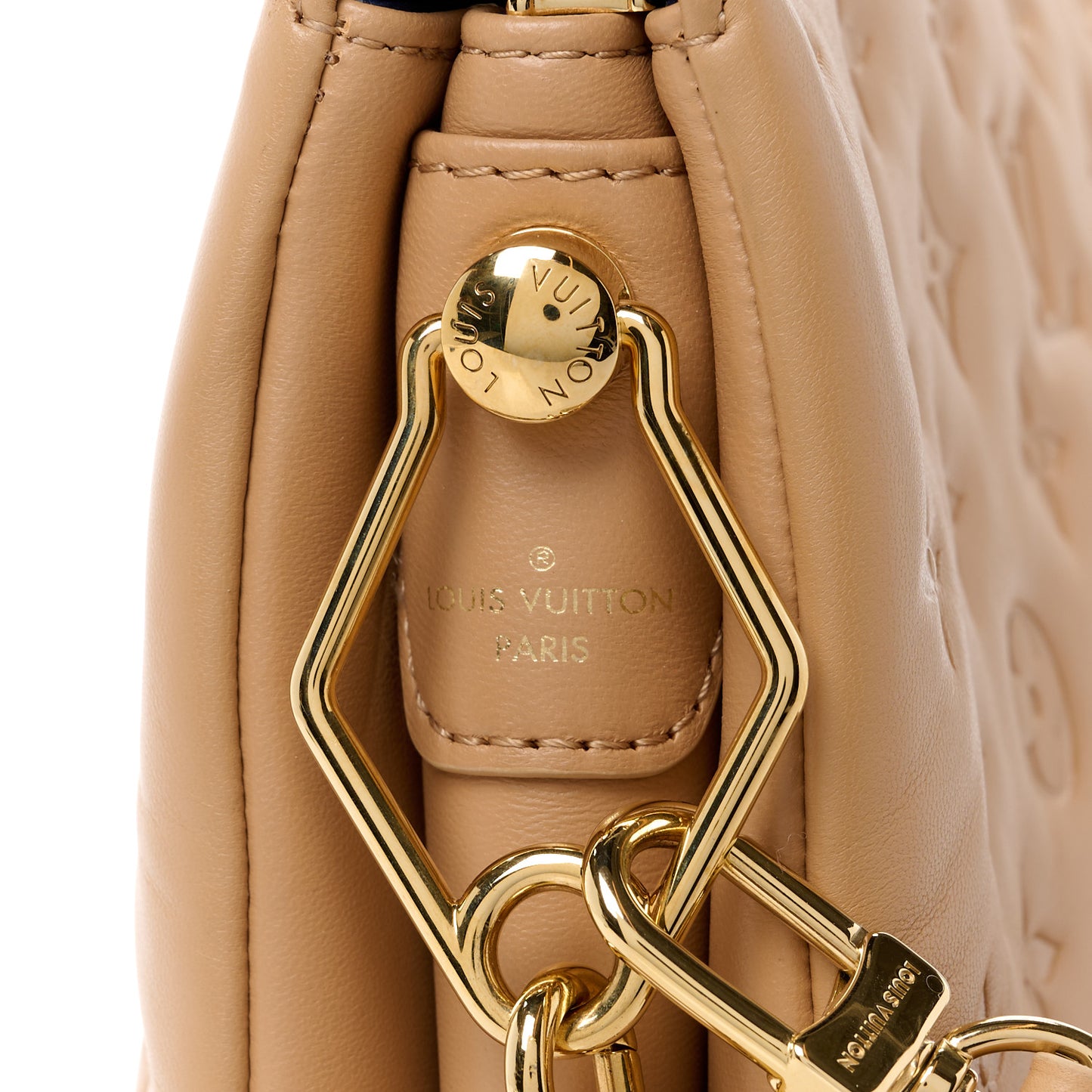 Lambskin Embossed Monogram Coussin PM Camel