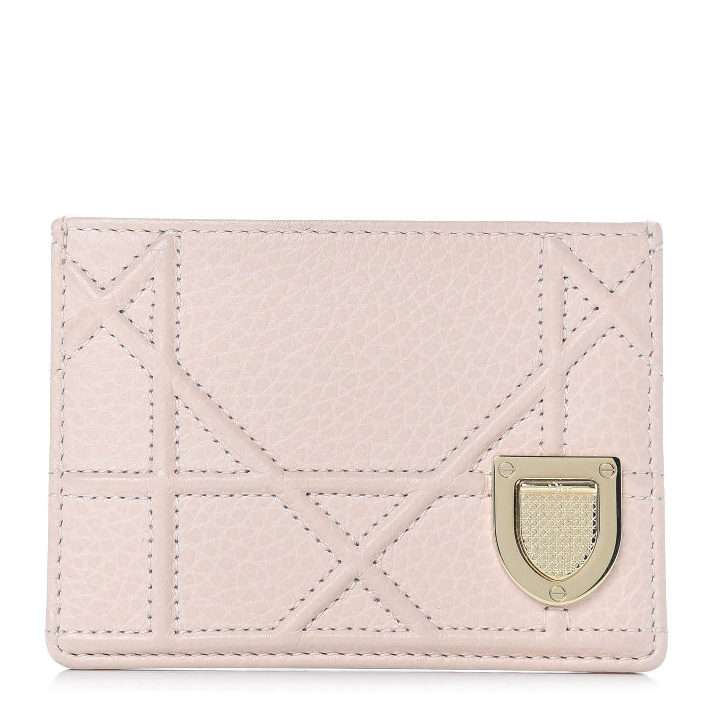 Grained Calfskin Cannage Diorama Card Holder Rose Poudre