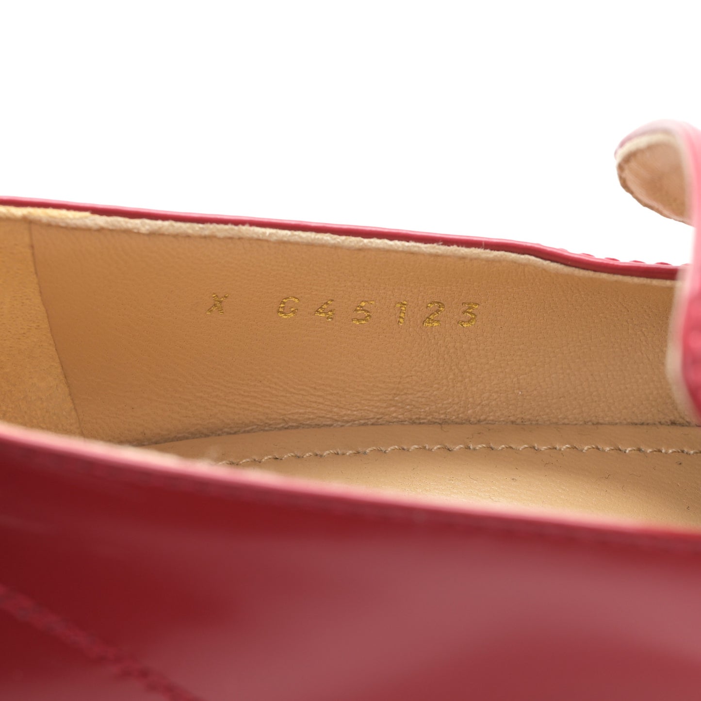 Shiny Calfskin Logo Loafers 36.5 Red