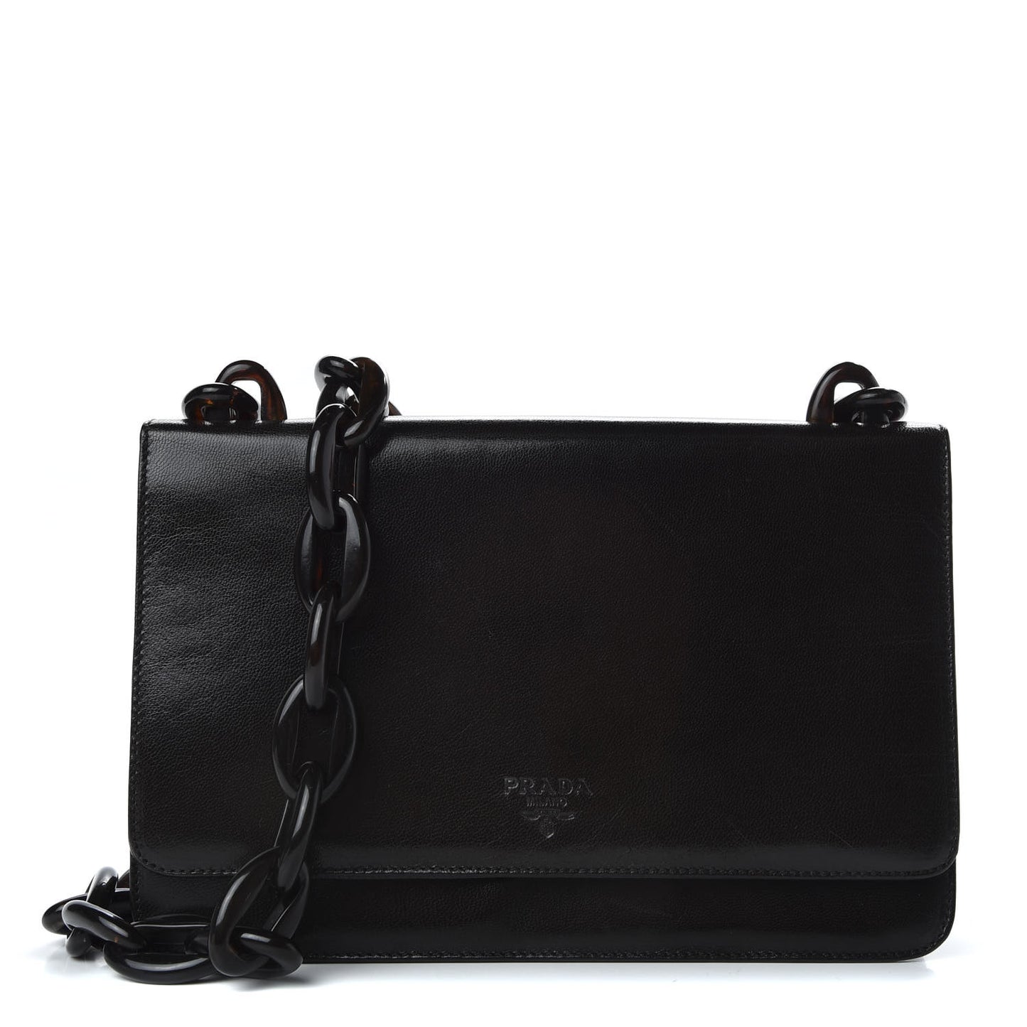 Goatskin Swing Chain Shoulder Bag Ebano