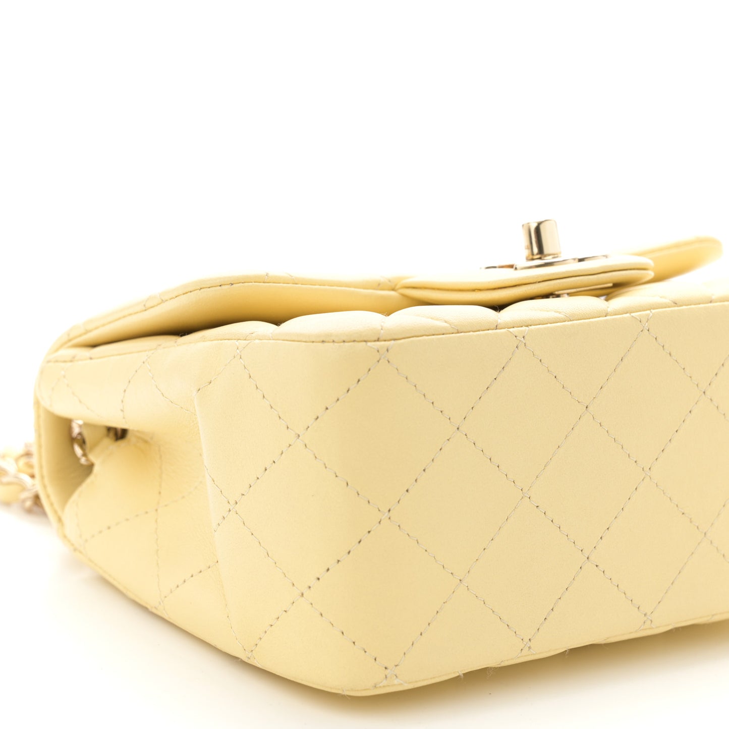 Lambskin Quilted Mini Square Flap Light Yellow