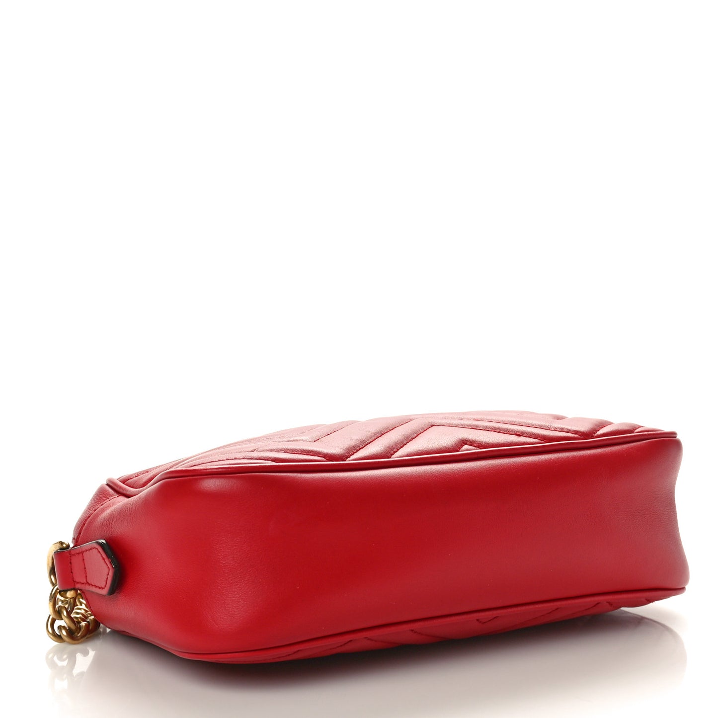 Calfskin Matelasse Small GG Marmont Chain Shoulder Bag Hibiscus Red