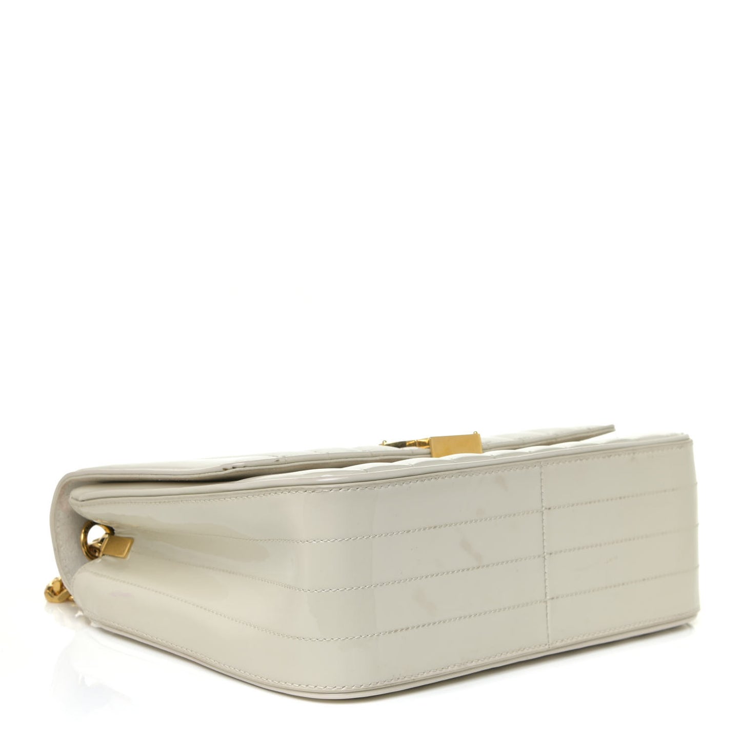 Patent Matelasse Monogram Large Vicky Chain Bag White