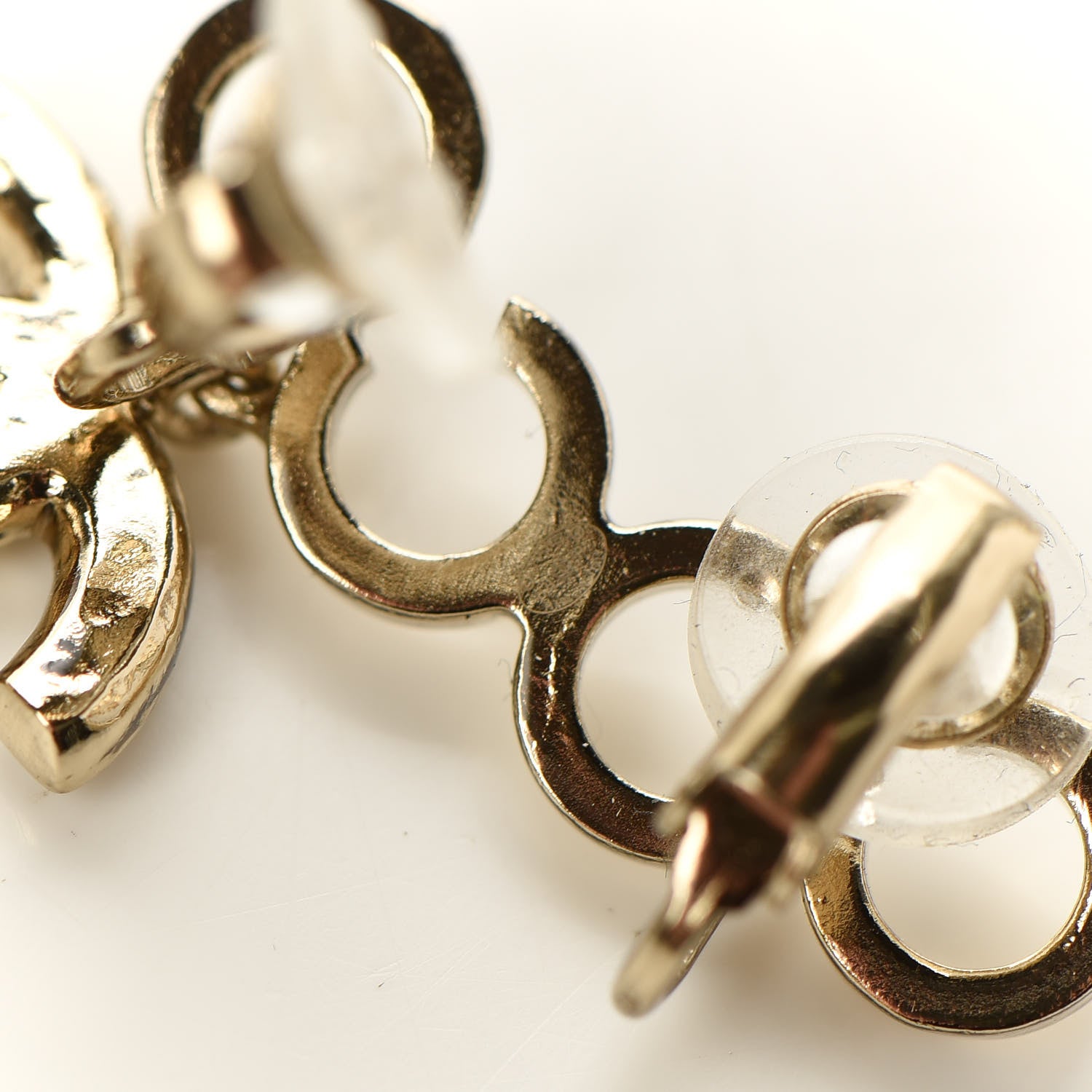 Chanel Metal Pearl CC Coco Climber Clip On Earrings Gold 4 of 5