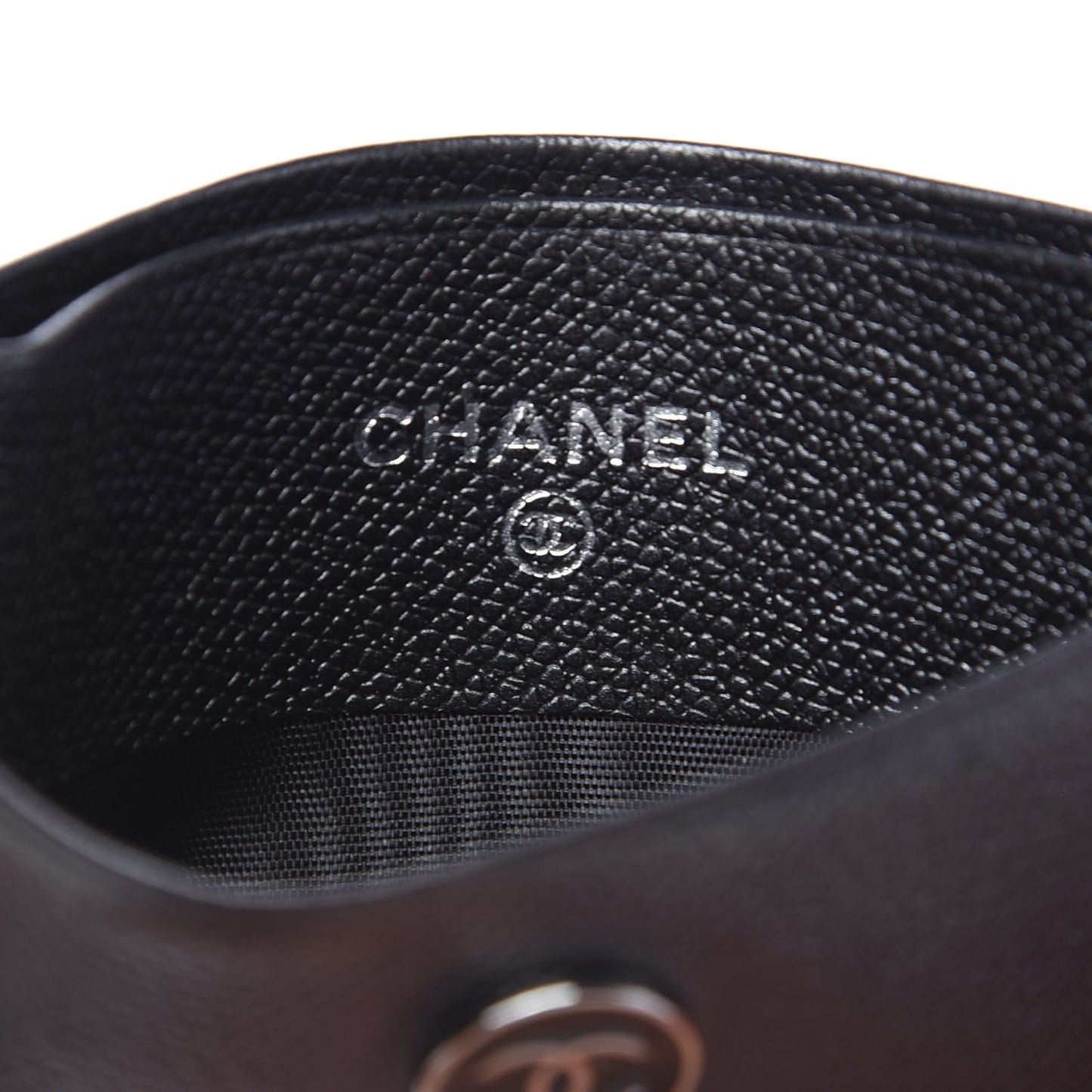 Grained Calfskin CC Button Card Holder Black