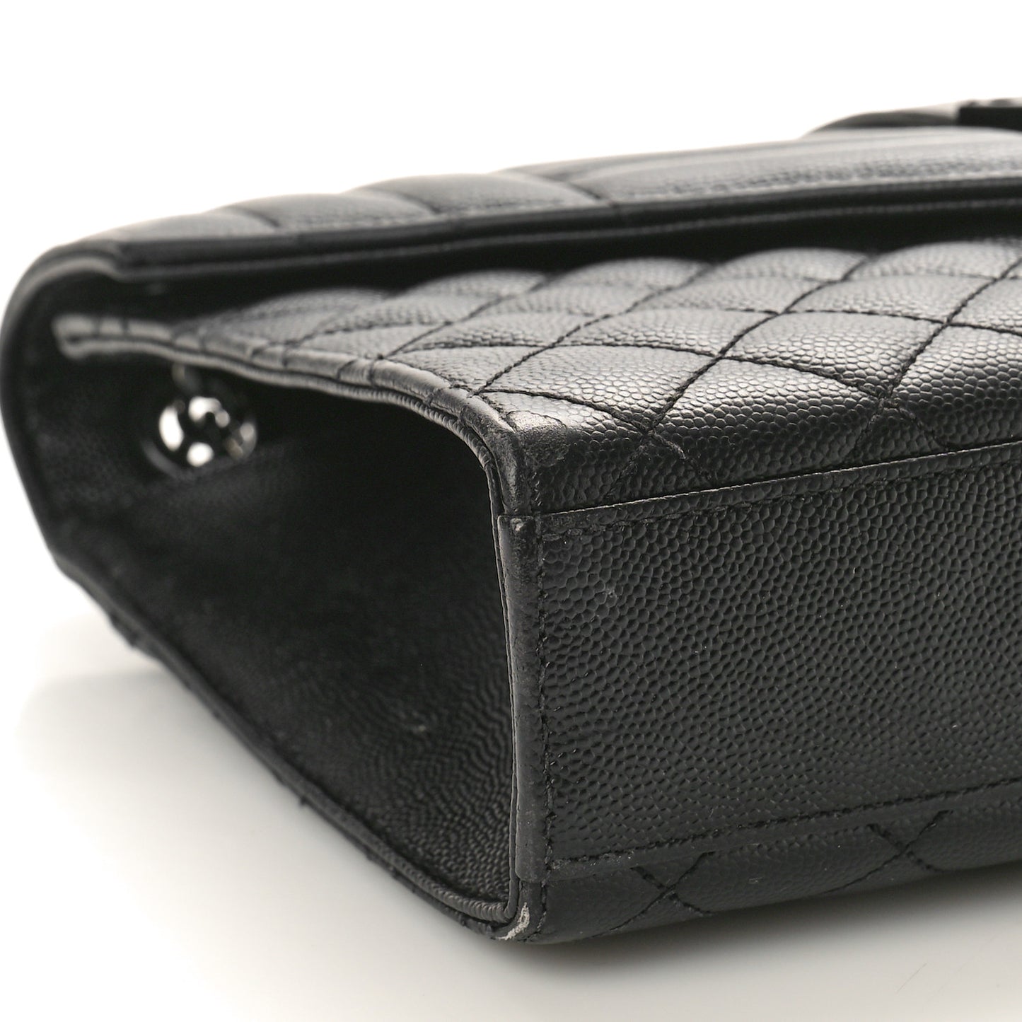 Grain De Poudre Textured Mixed Matelasse Large Triquilt Monogram Monochrome Satchel Black