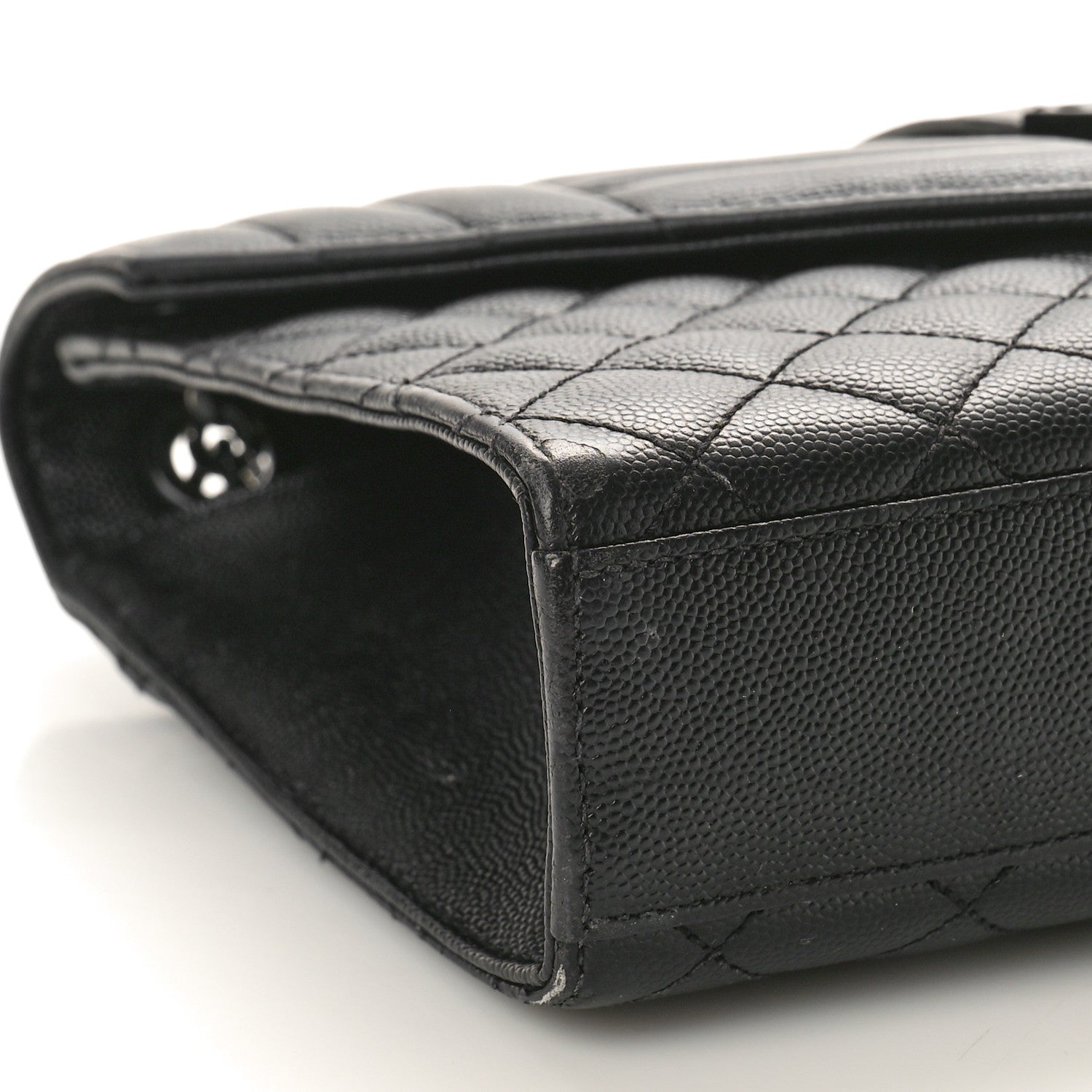 Saint Laurent Grain De Poudre Textured Mixed Matelasse Large Triquilt Monogram Monochrome Satchel Black 9 of 15