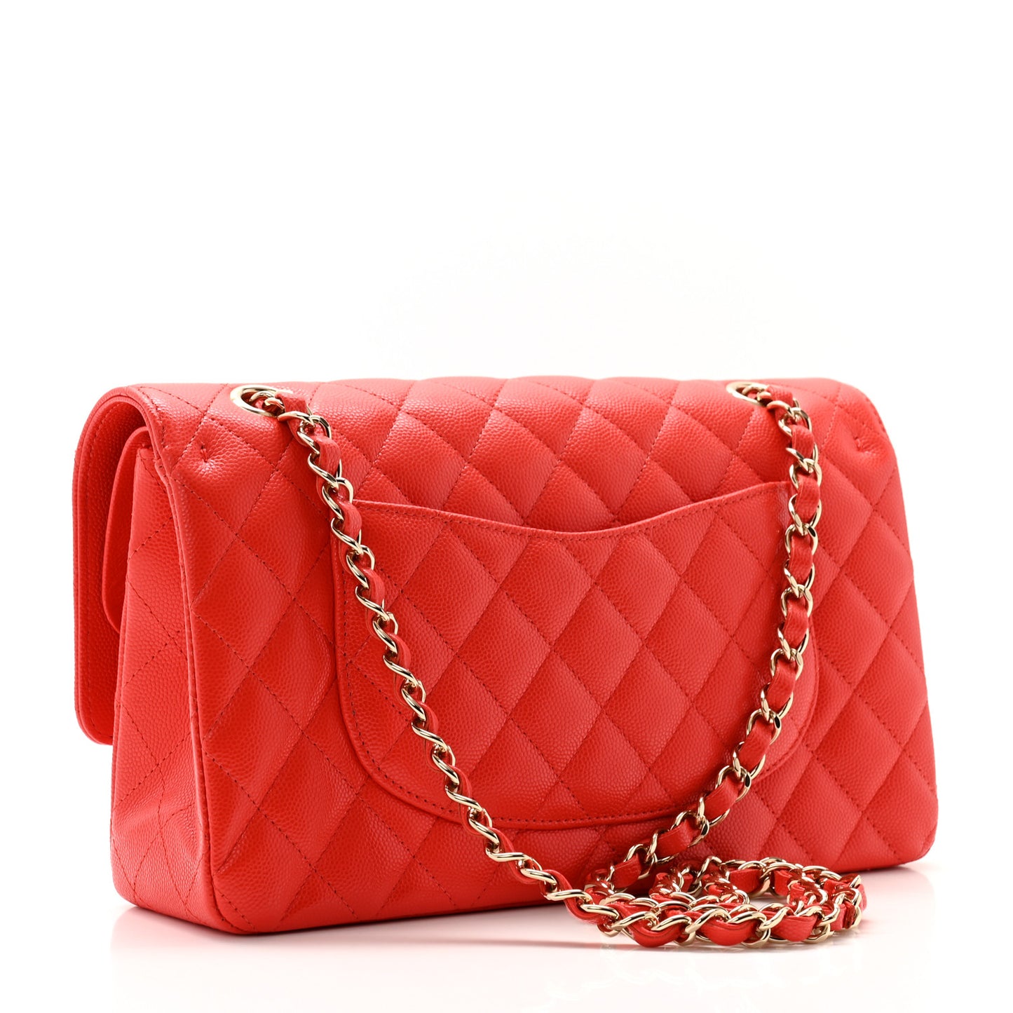 Caviar Quilted Medium Double Flap Red