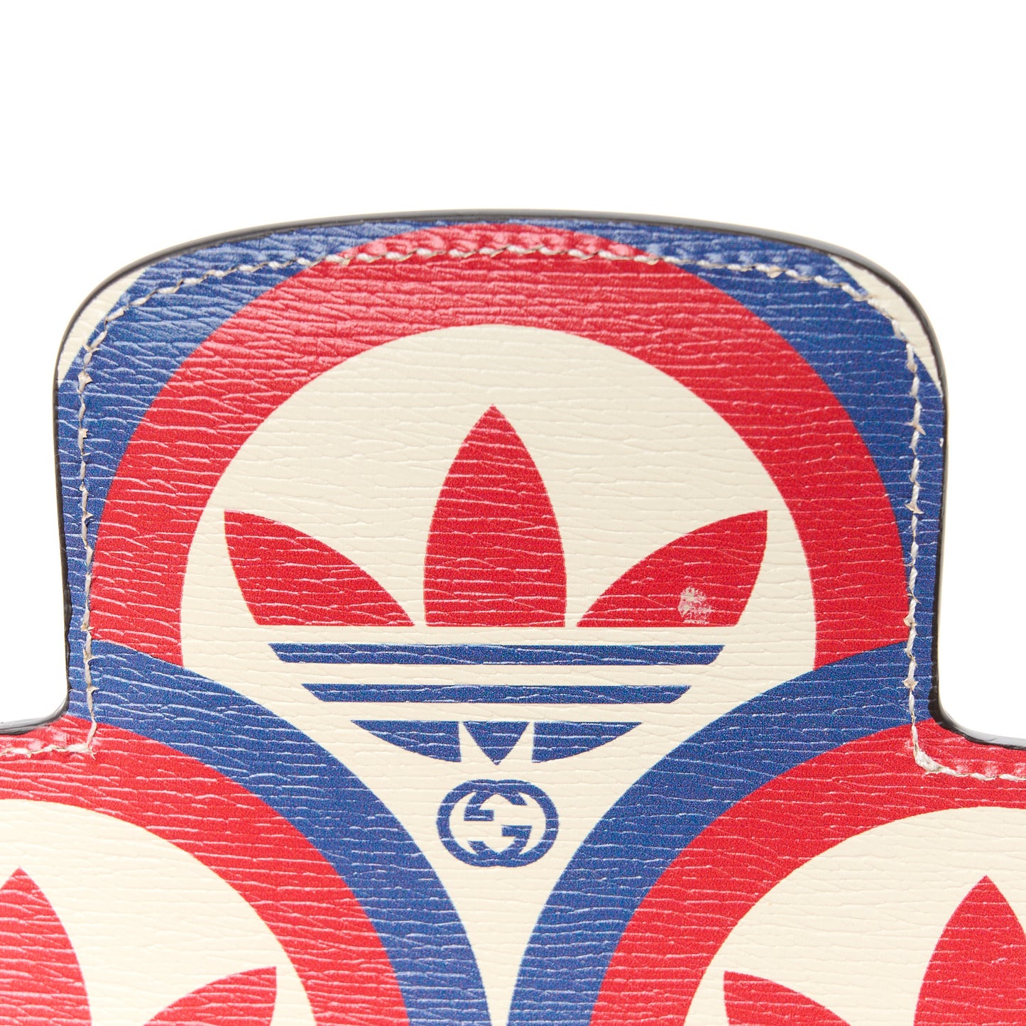 X ADIDAS Shangai Calfskin Web Trefoil Interlocking G Small Horsebit 1955 Shoulder Bag Red White Blue