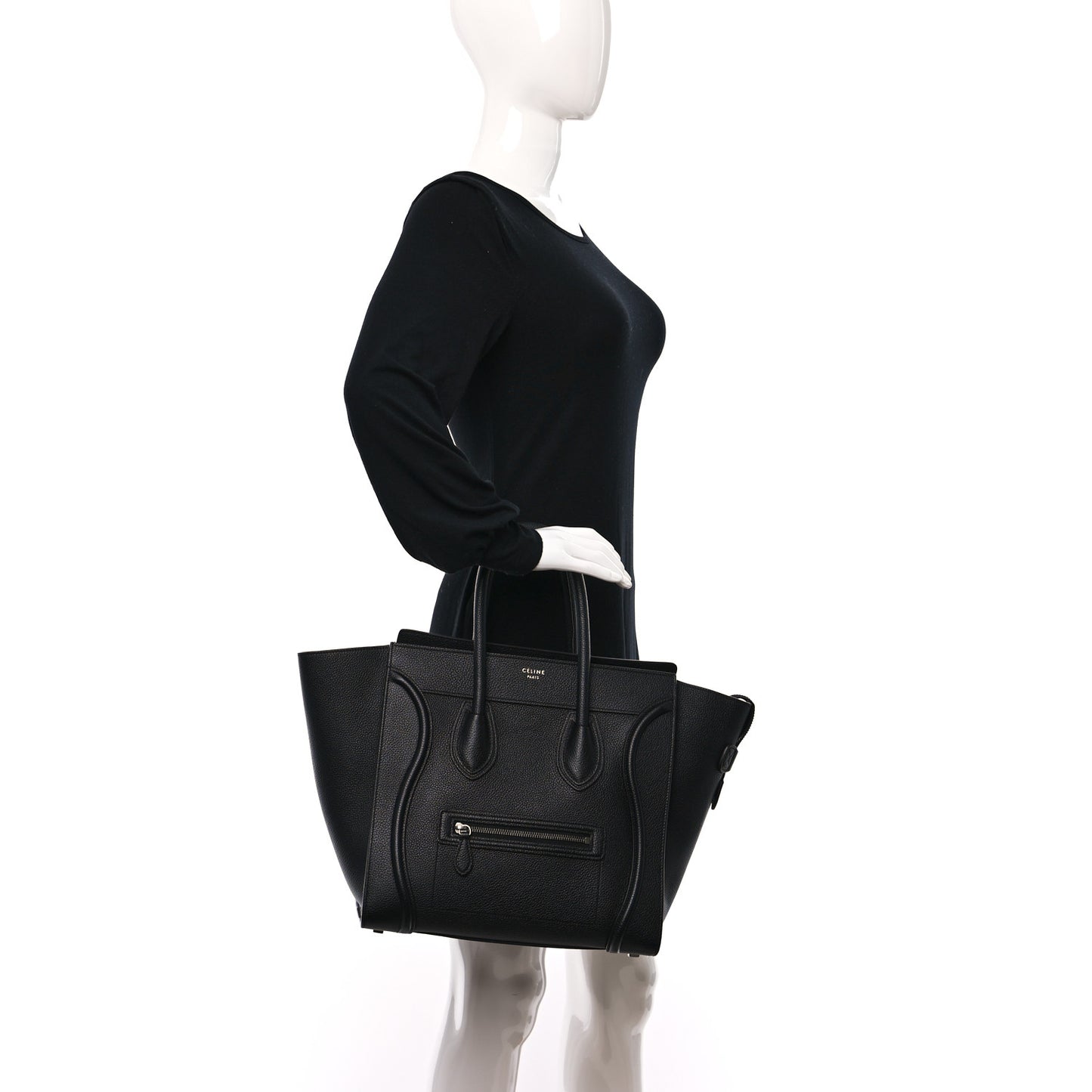 Drummed Calfskin Mini Luggage Black