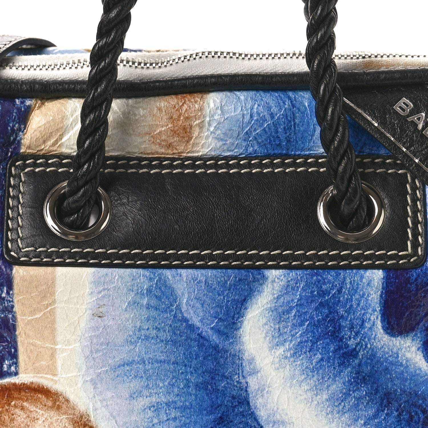 Balenciaga Agneau Floral Print Small Blanket Square Tote Bleu 8 of 10