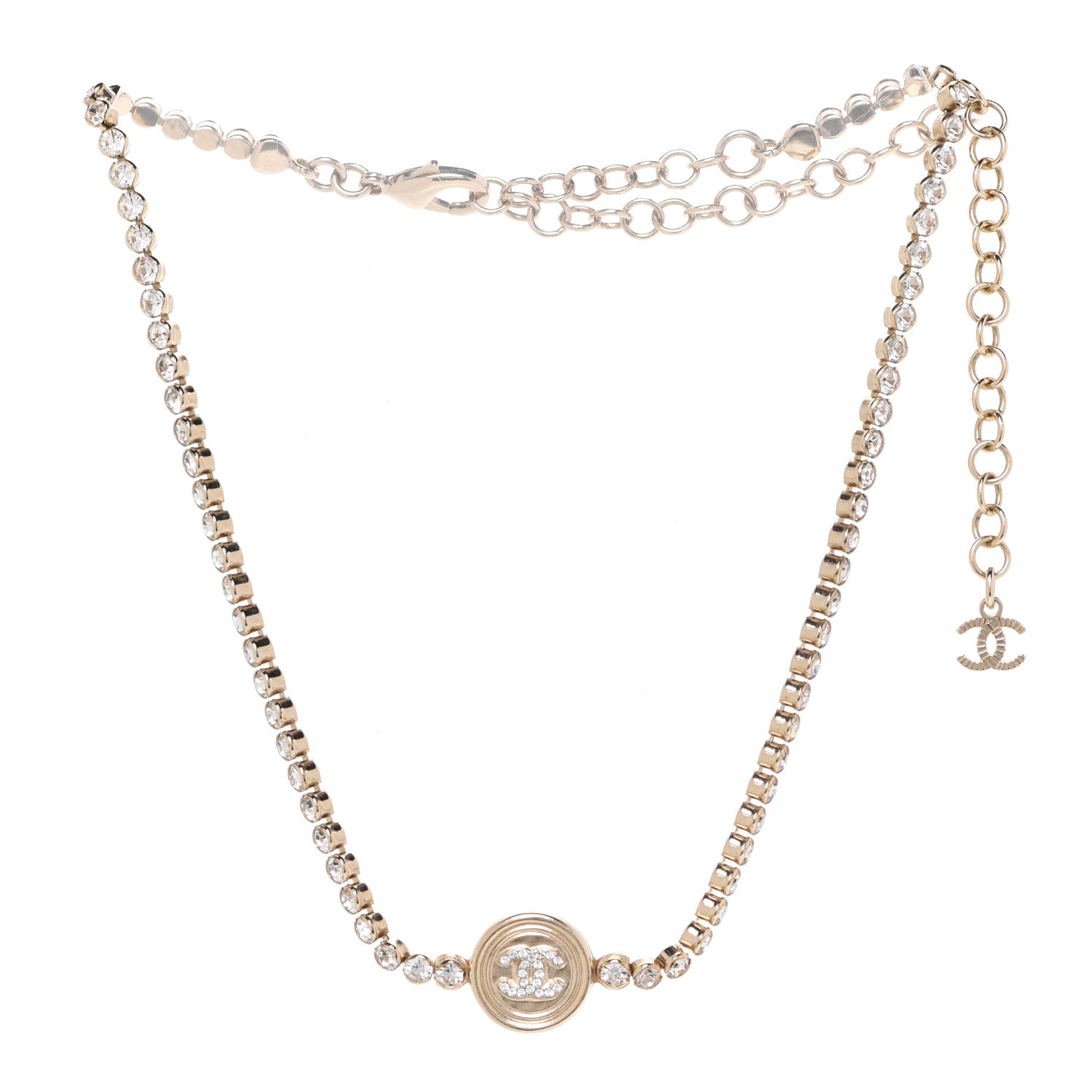 Crystal CC Chain Short Necklace Gold
