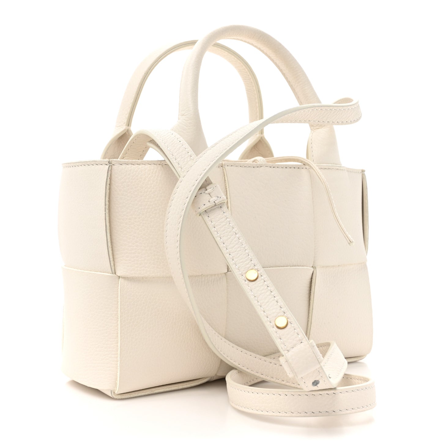 Lambskin Maxi Intreccio Candy Arco Tote White