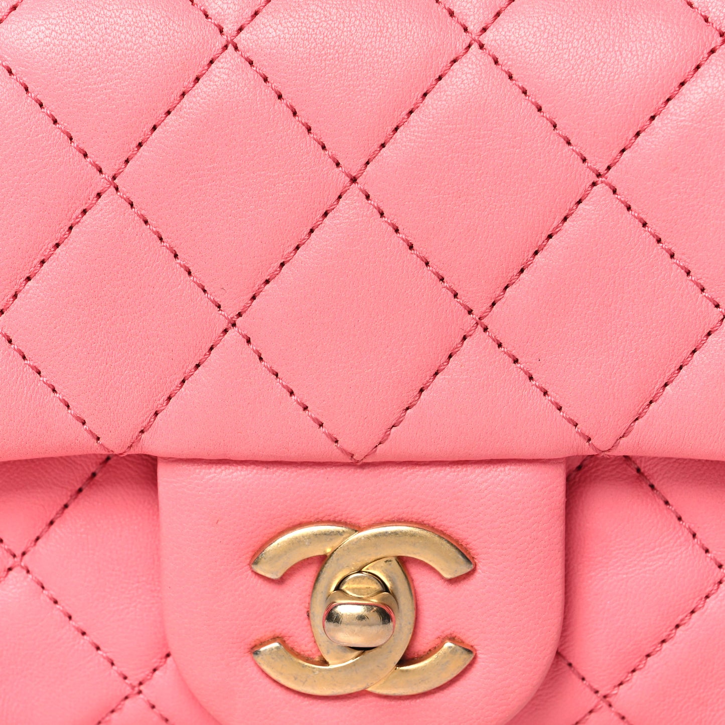 Lambskin Quilted Mini Rectangular Pearl Crush Flap Pink