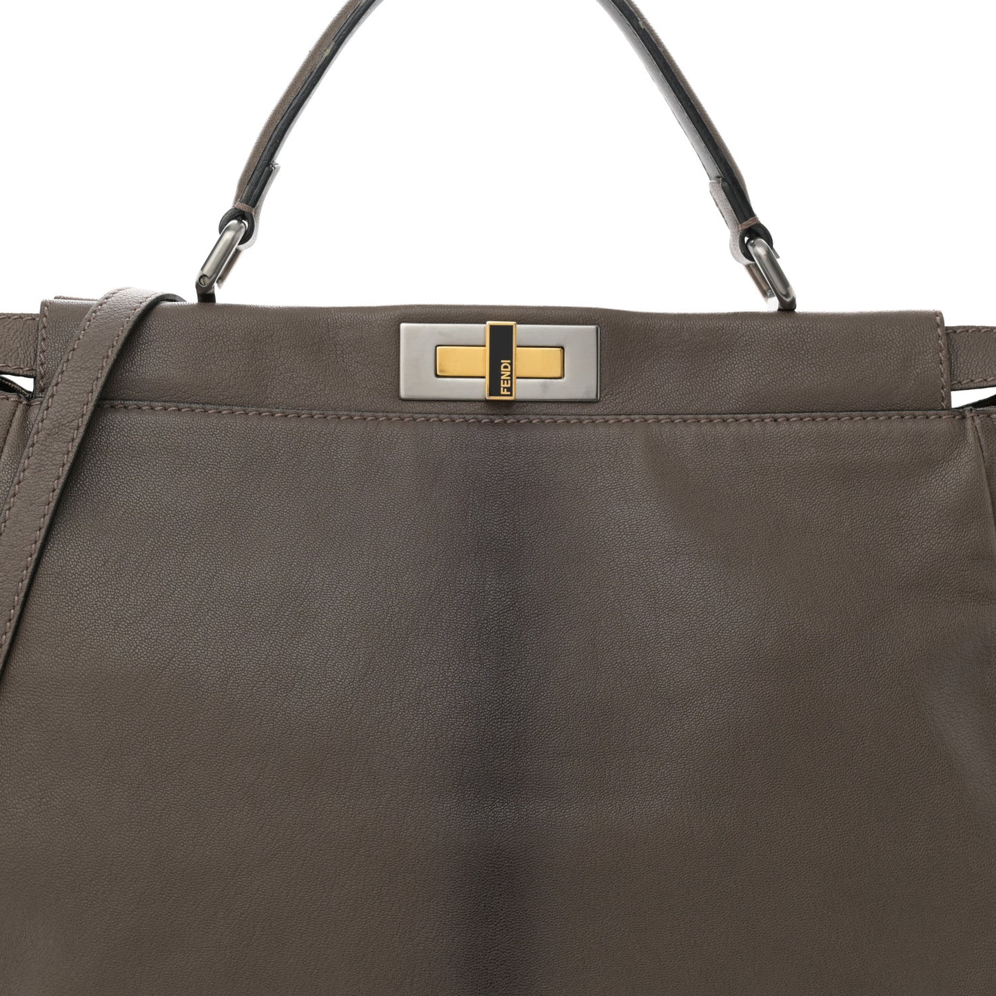 Goatskin Zucca Large Peekaboo Iconic Satchel Taupe Tobacco Moro Tortora