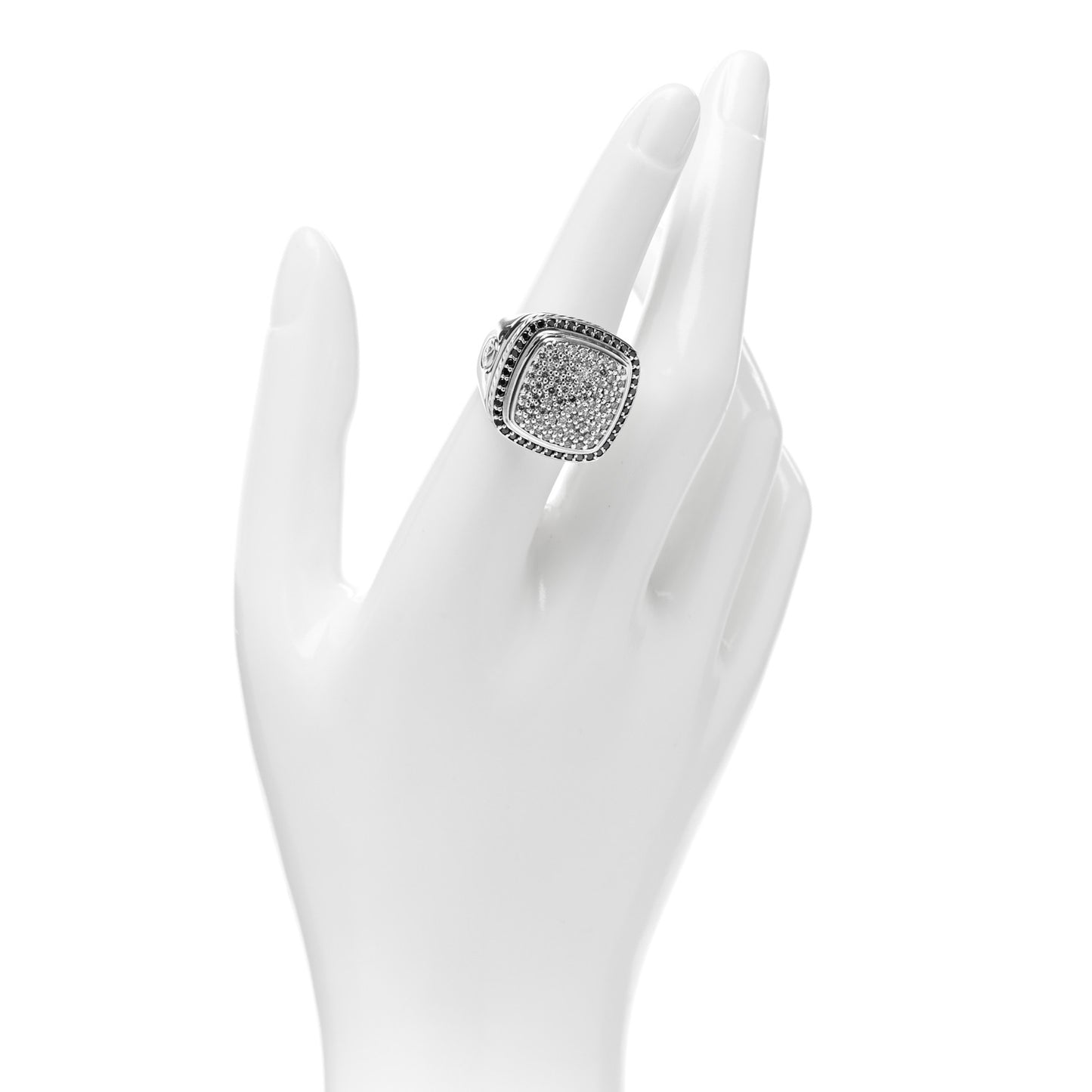 Sterling Silver Diamond Black Diamond 14mm Albion Pave Ring 53 6.5