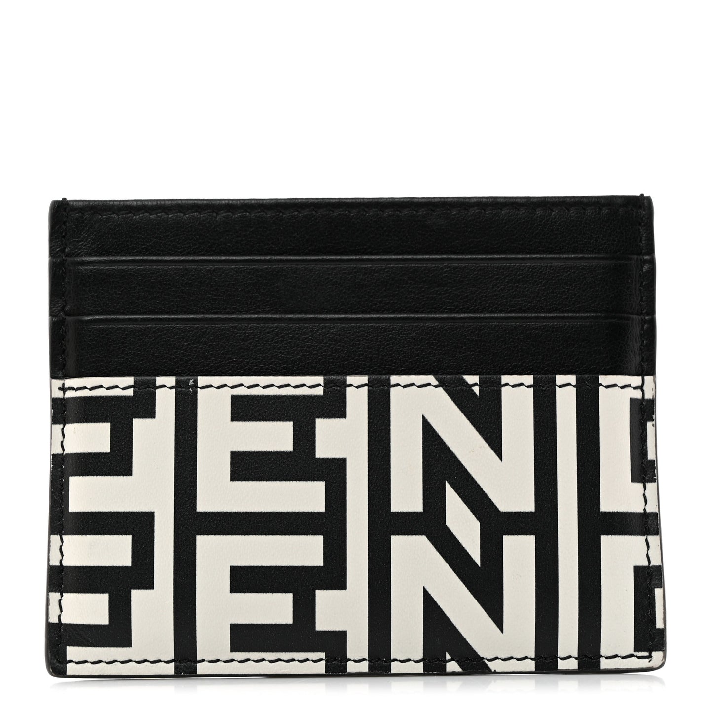 X MARC JACOBS Nappa Vitello King Logo Print Cardholder Black White