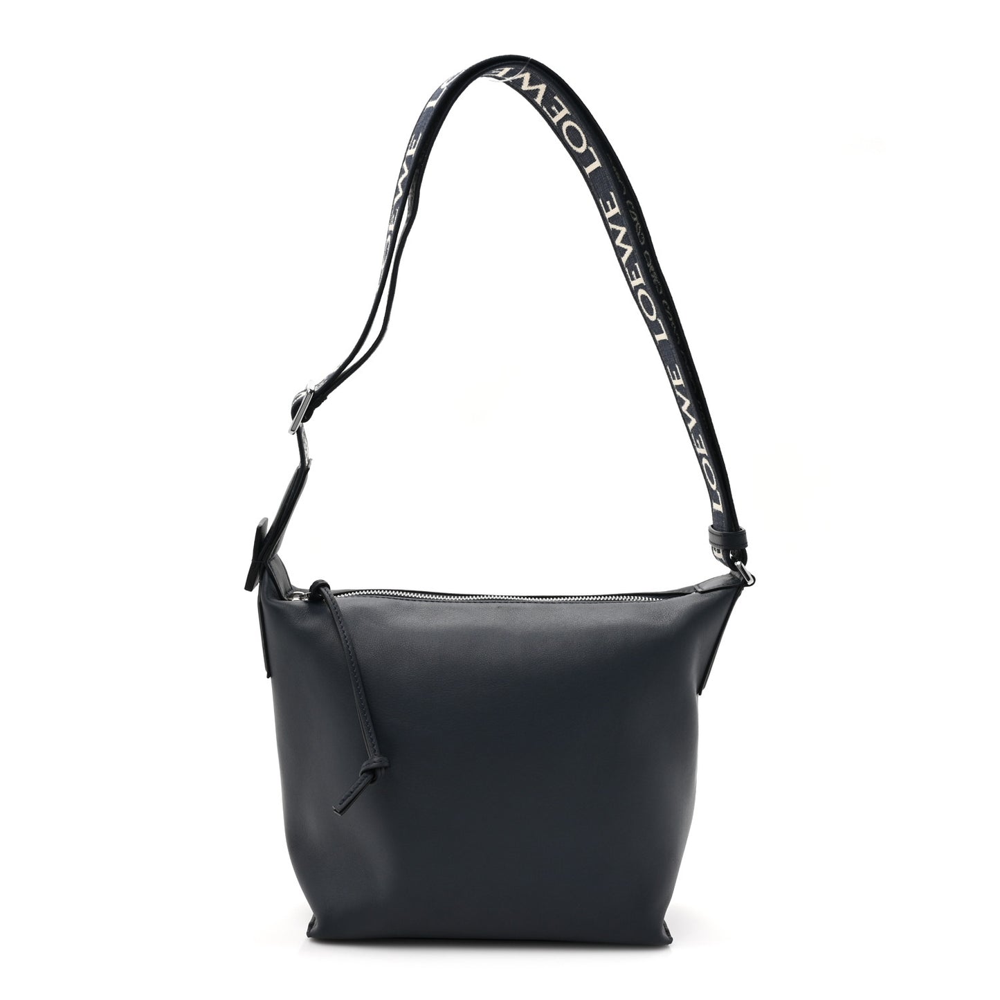 Supple Smooth Calfskin Jacquard Small Cubi Crossbody Bag Deep Navy