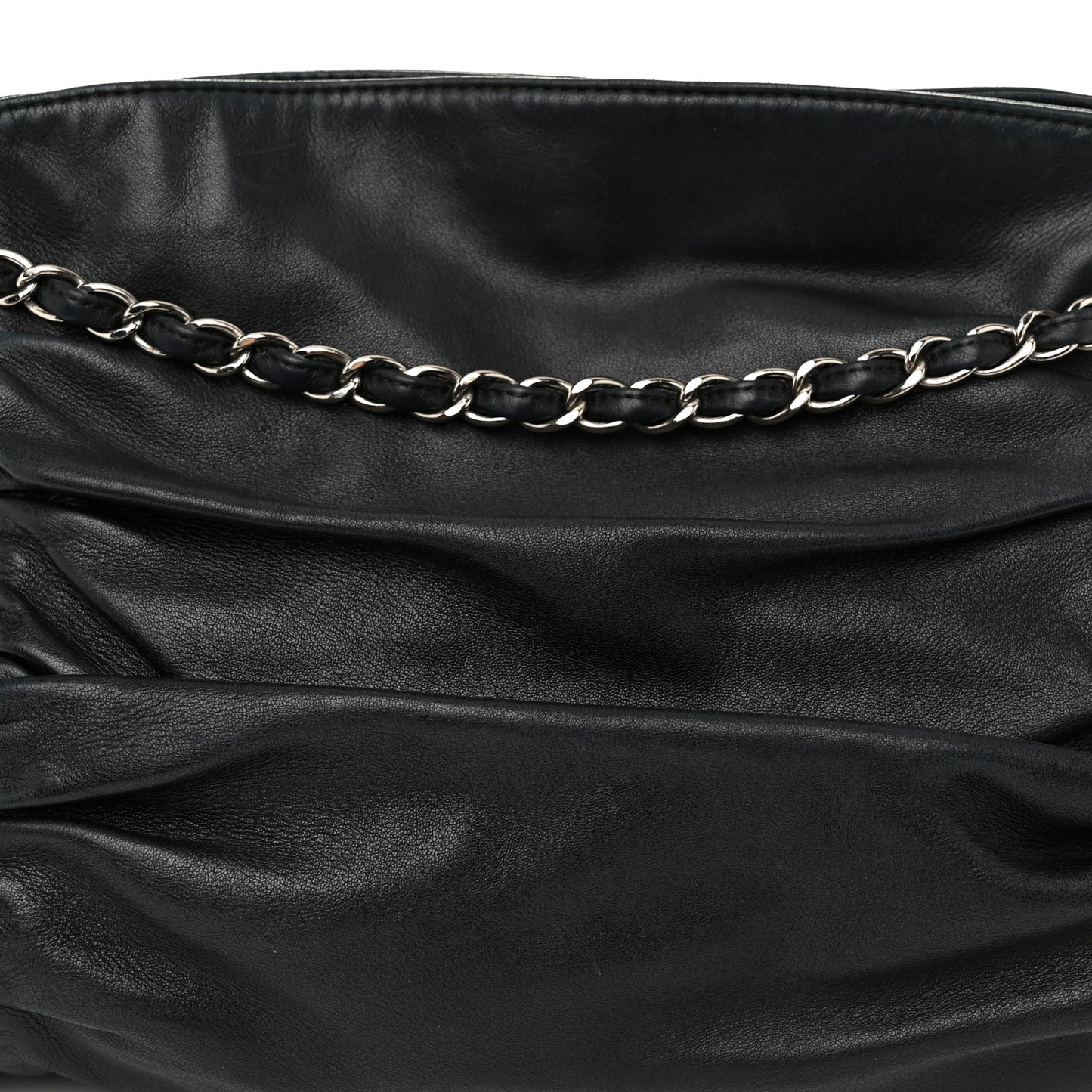 Lambskin Large Sharpei Shoulder Bag Black