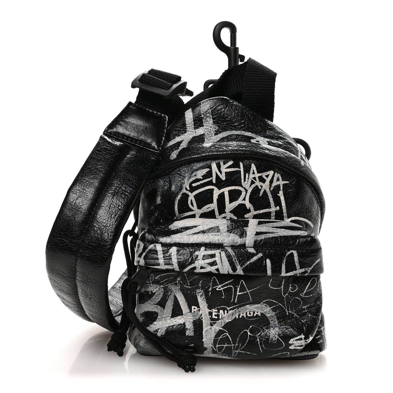 Balenciaga Agneau Arena Graffiti All Over Mini Explorer Crossbody Backpack Black White 1841264 – FASHIONPHILE