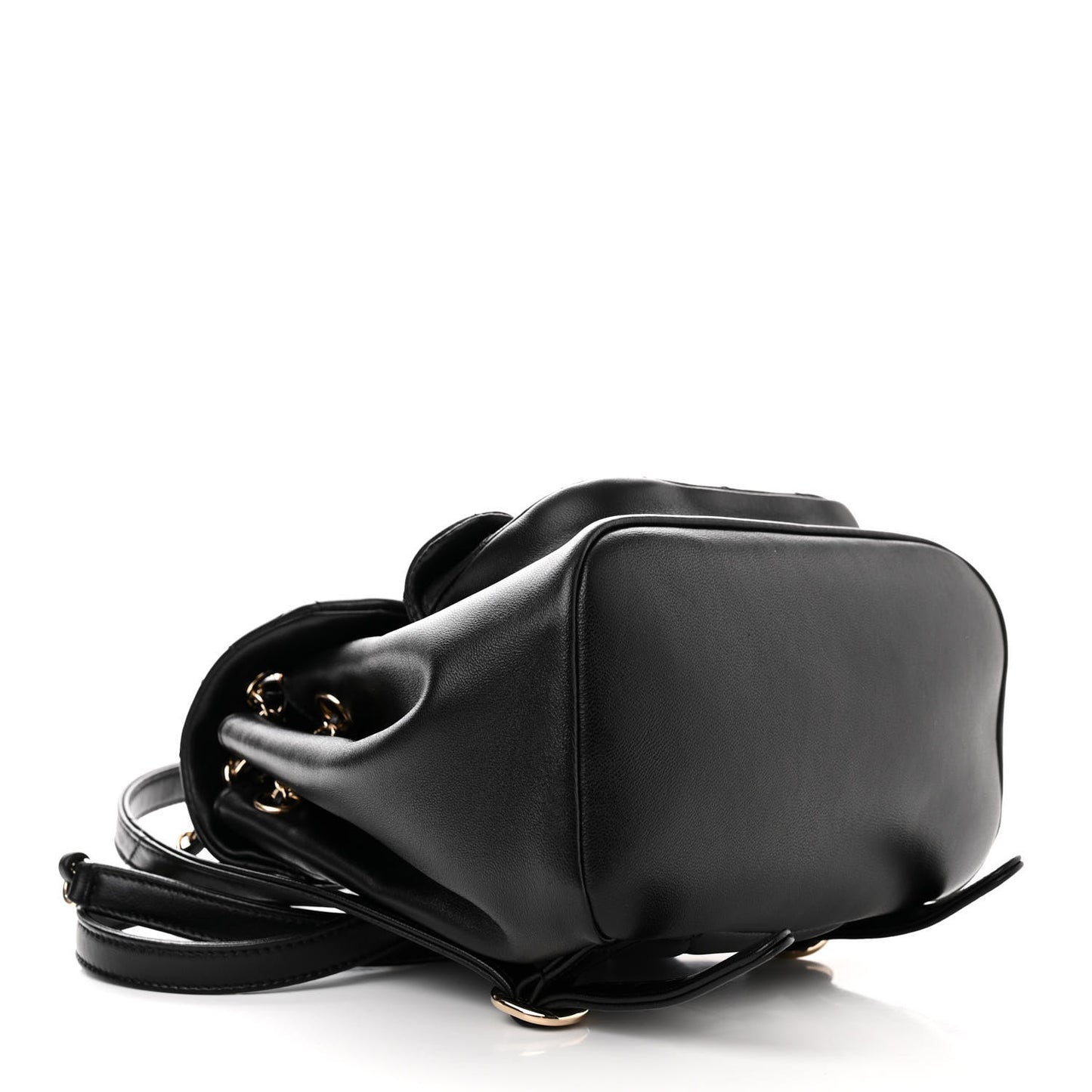 Lambskin Quilted Small Duma Drawstring Backpack Black