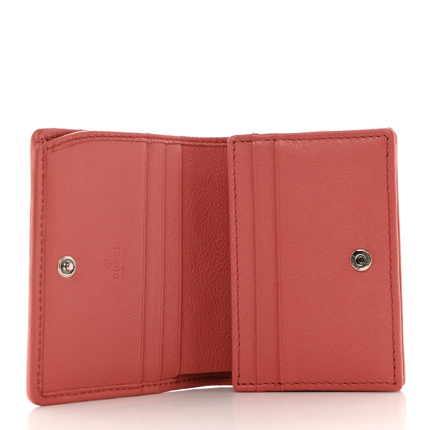 Sakai Be Green Calfskin Diagonal Stitched Blondie Card Case Wallet Pink