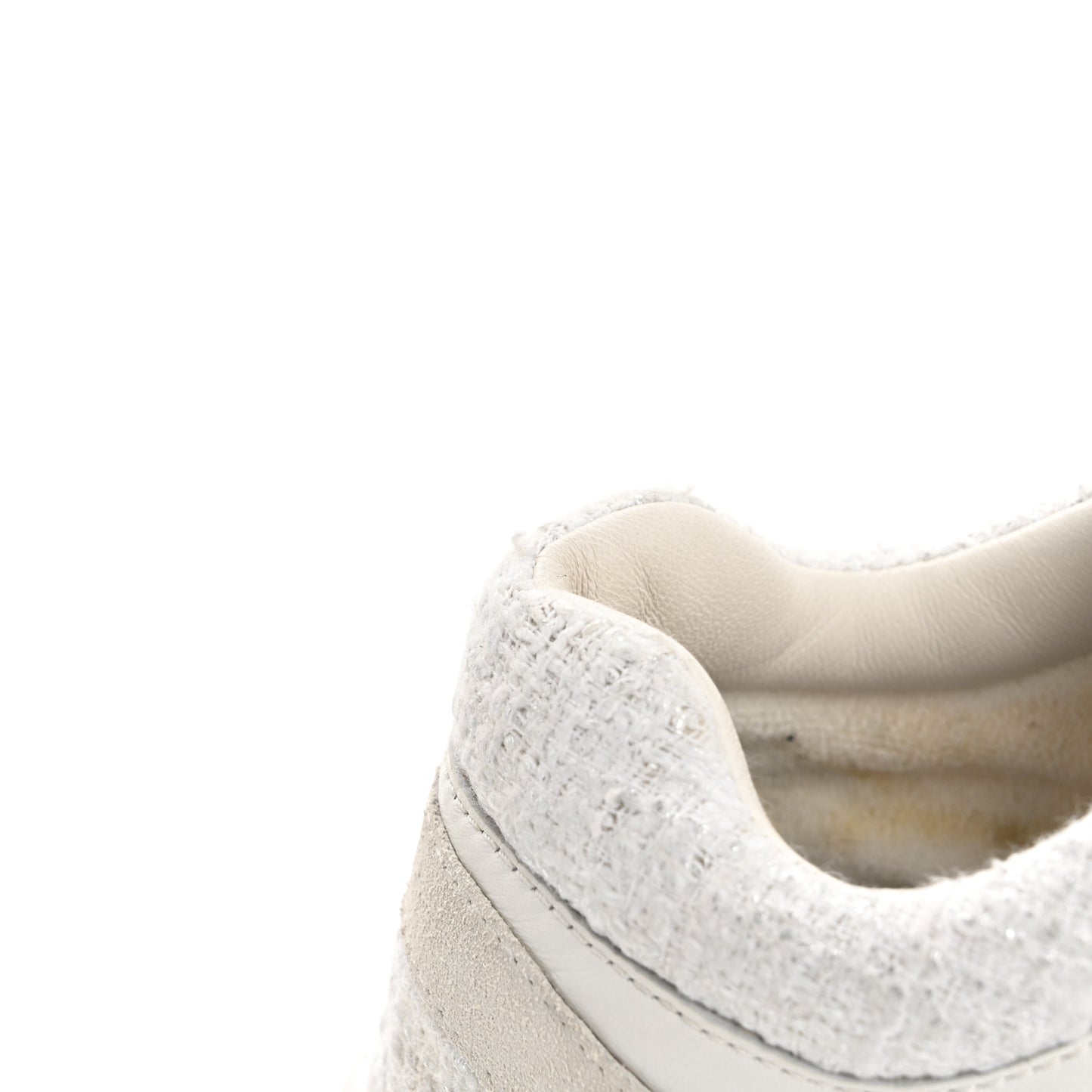 Painted Iridescent Cotton Tweed Suede Calfskin Womens CC Sneakers 39.5 White Silver Multicolor