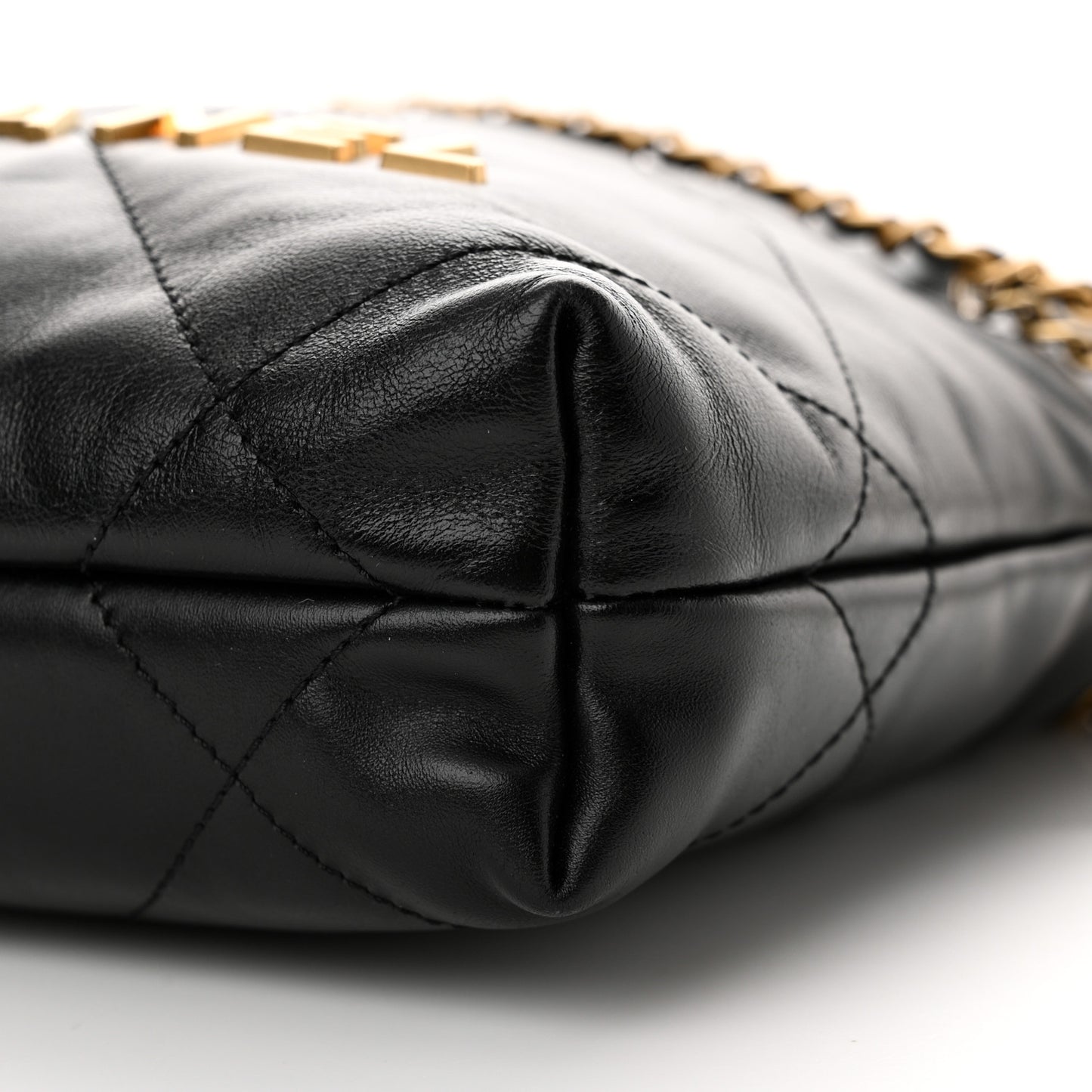 Shiny Calfskin Quilted Mini Chanel 22 Black