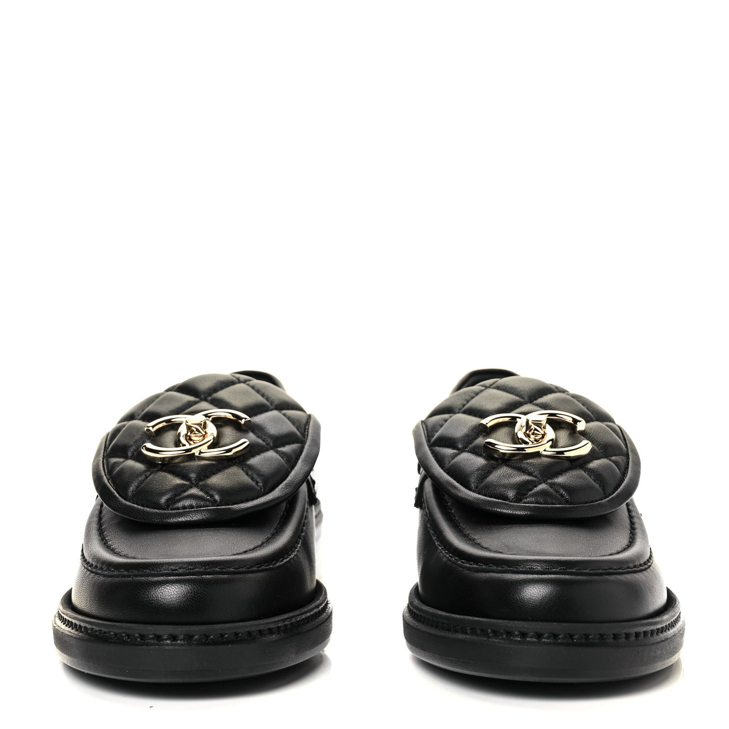 Lambskin Quilted CC Turnlock Loafers 36 Black