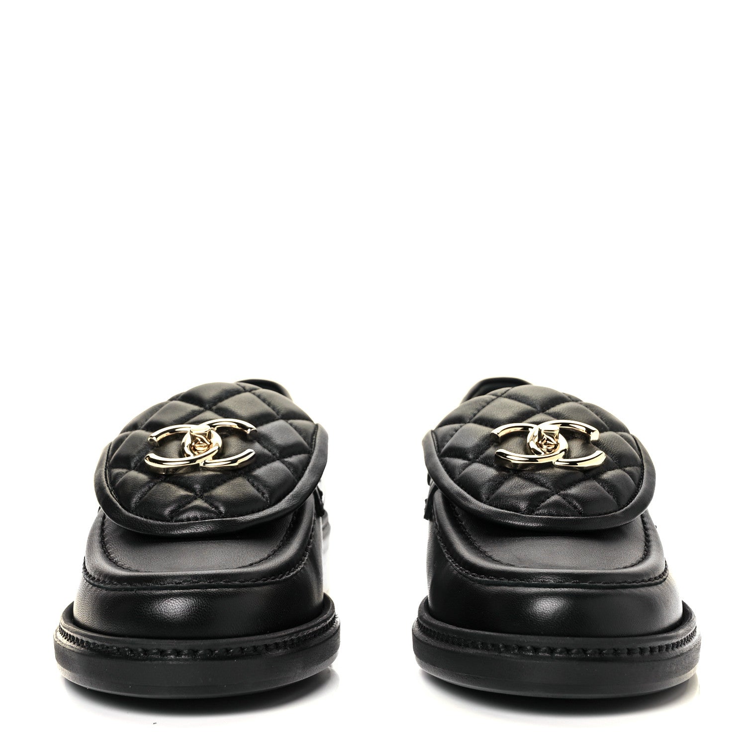 Chanel Lambskin Quilted CC Turnlock Loafers 36 Black 2 of 8