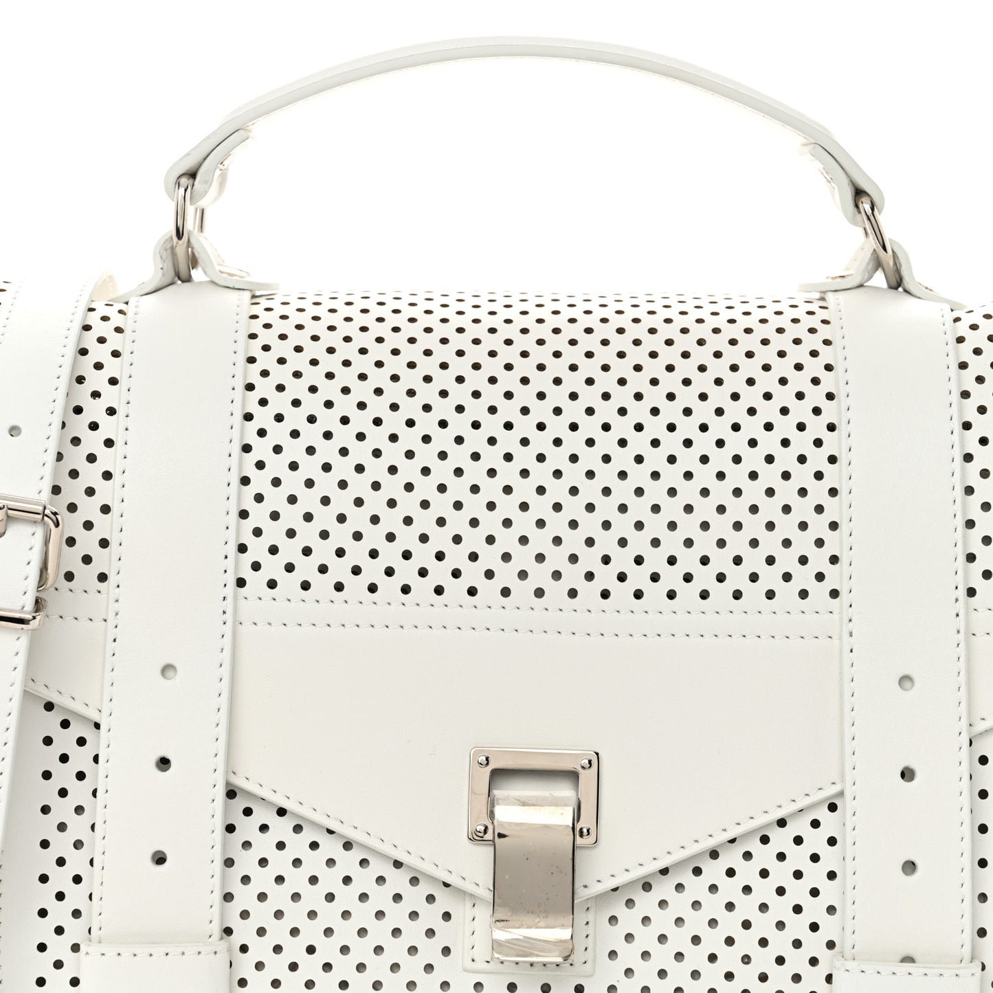 Lambskin Perforated Medium PS1 Satchel White