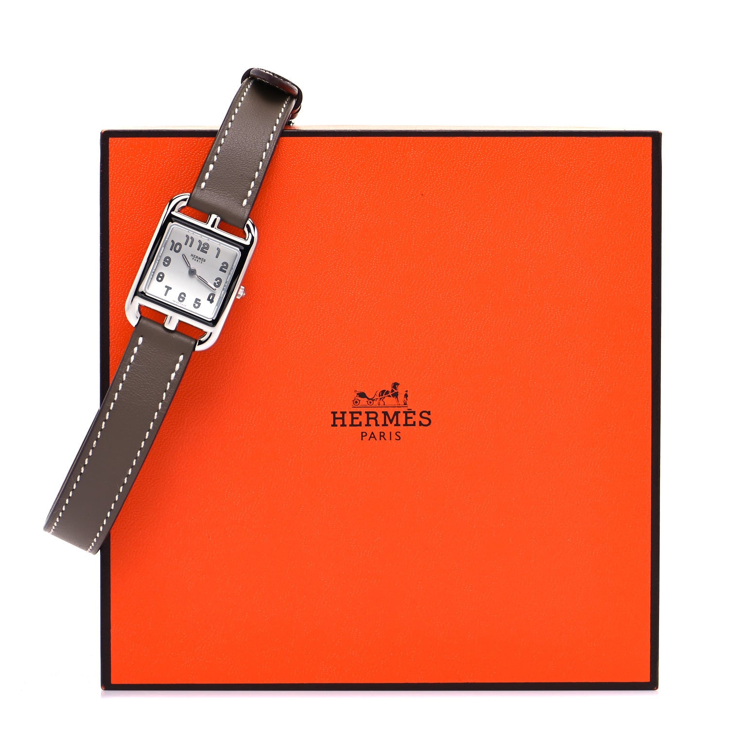 Hermes Stainless Steel Swift 23mm Cape Cod Double Tour Quartz Watch Etoupe 5 of 5