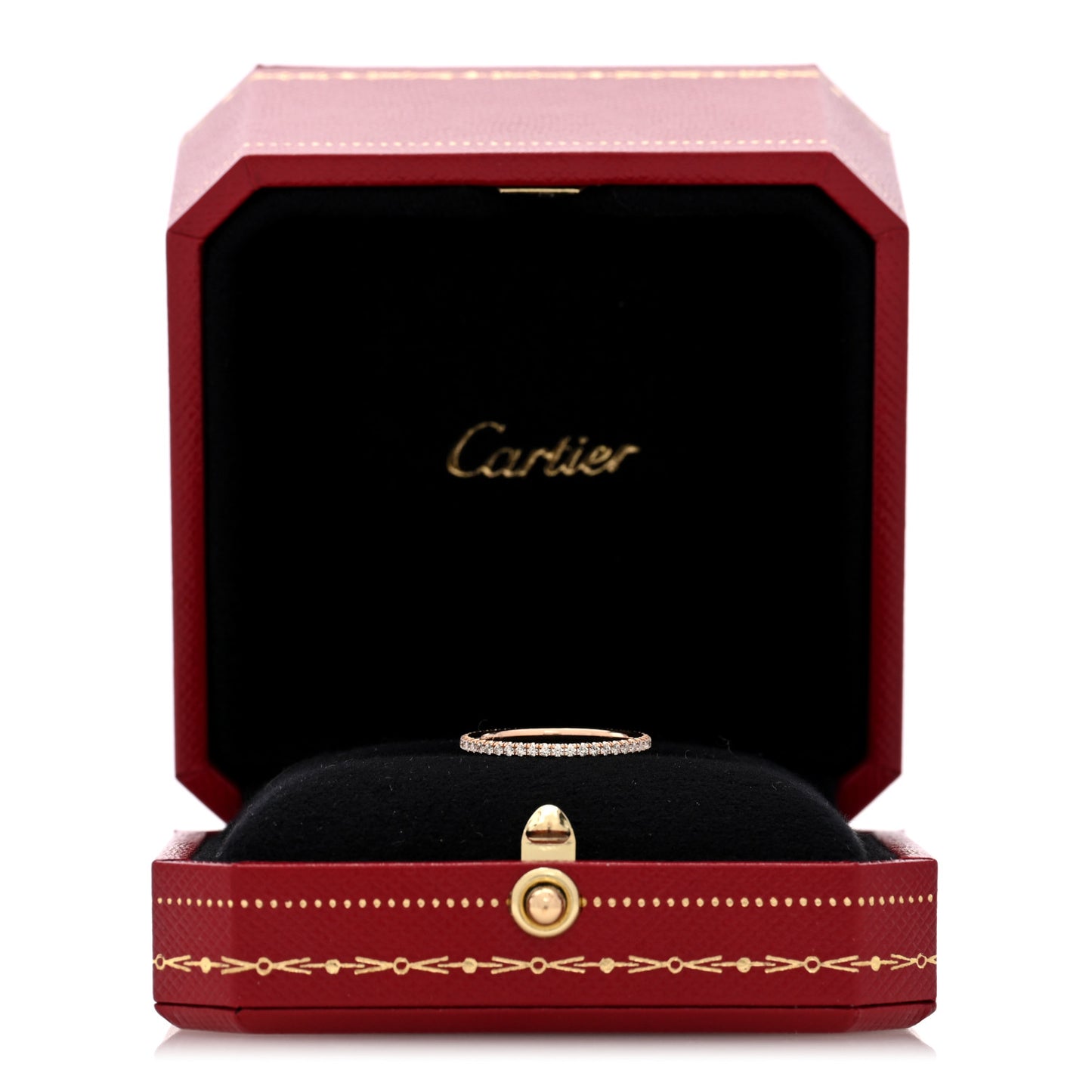 18K Pink Gold Diamond 1.5mm Etincelle de Cartier Wedding Band Ring 50 5.25