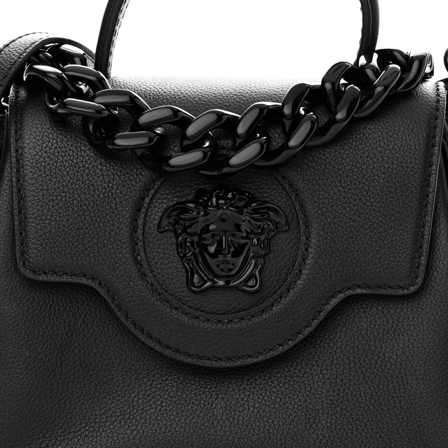 Versace Grained Calfskin Small La Medusa Top Handle Bag Black Lilac 7 of 13