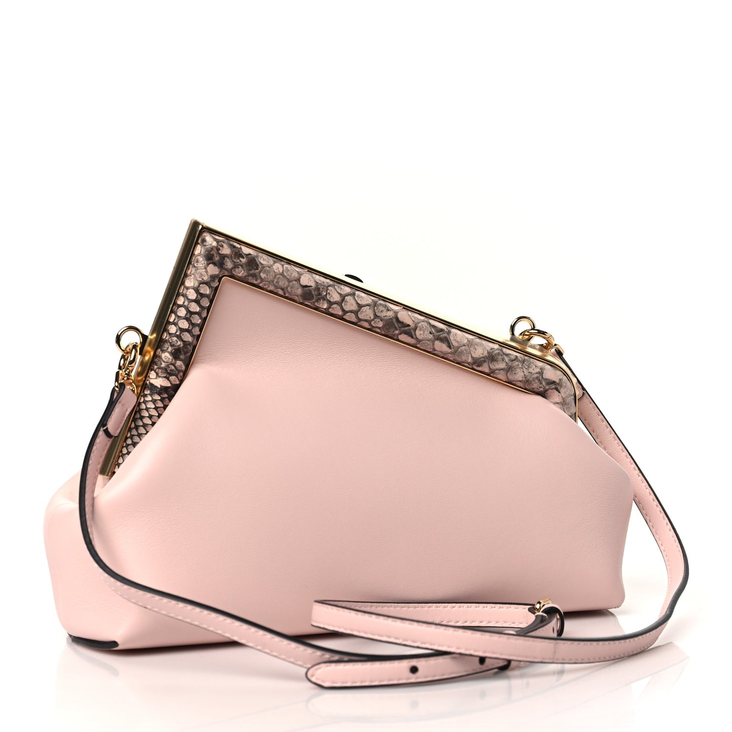 Shiny Nappa Snakeskin Small Fendi First Rosa Confetto Cipria