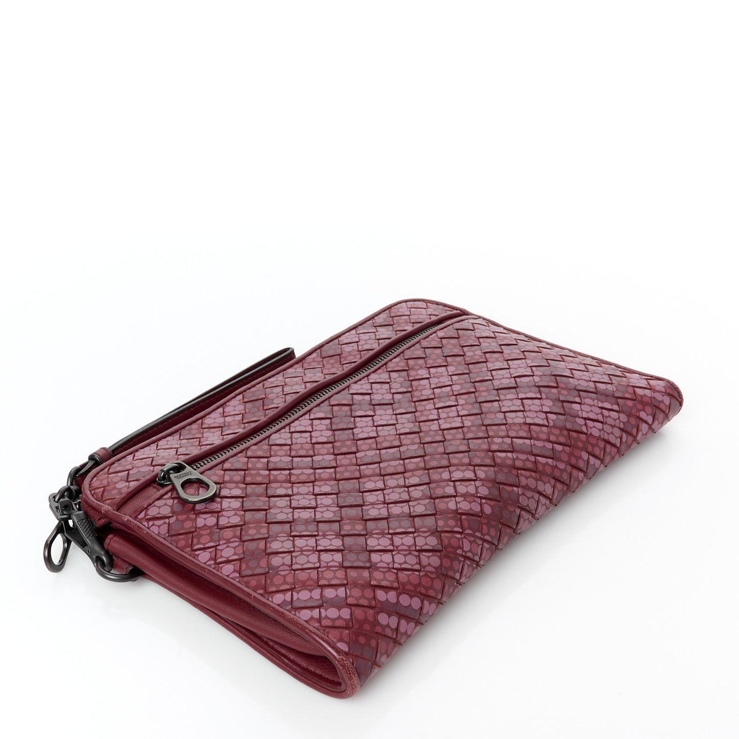 Nappa Intrecciato Polka Dot Small Document Case Burgundy