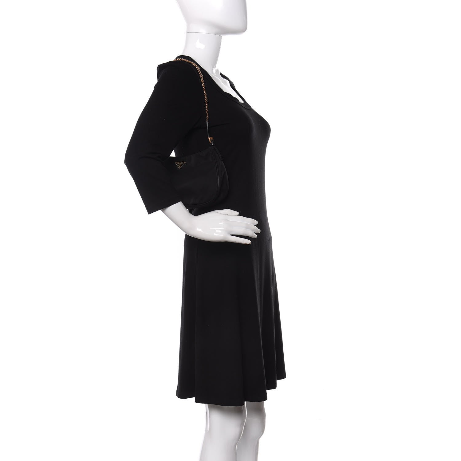 Prada Tessuto Nylon Chain Shoulder Bag Black 2 of 13