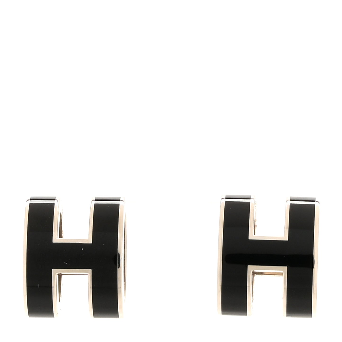 Palladium Lacquered Mini Pop H Earrings Black
