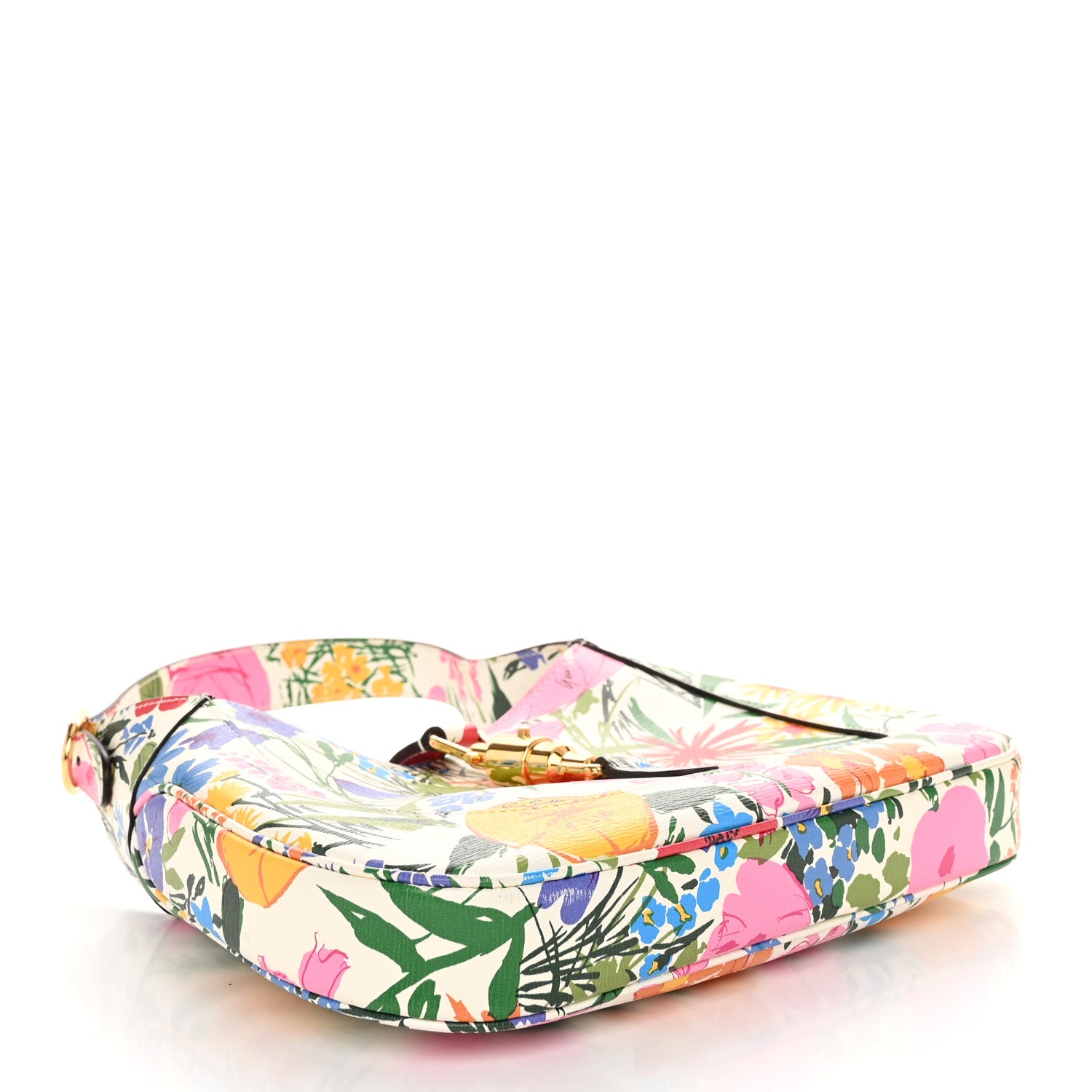 Gucci X KEN SCOTT New Shangai Calfskin Jardin D'Avril Floral Print Small Jackie 1961 Hobo Ivory Pink 4 of 11
