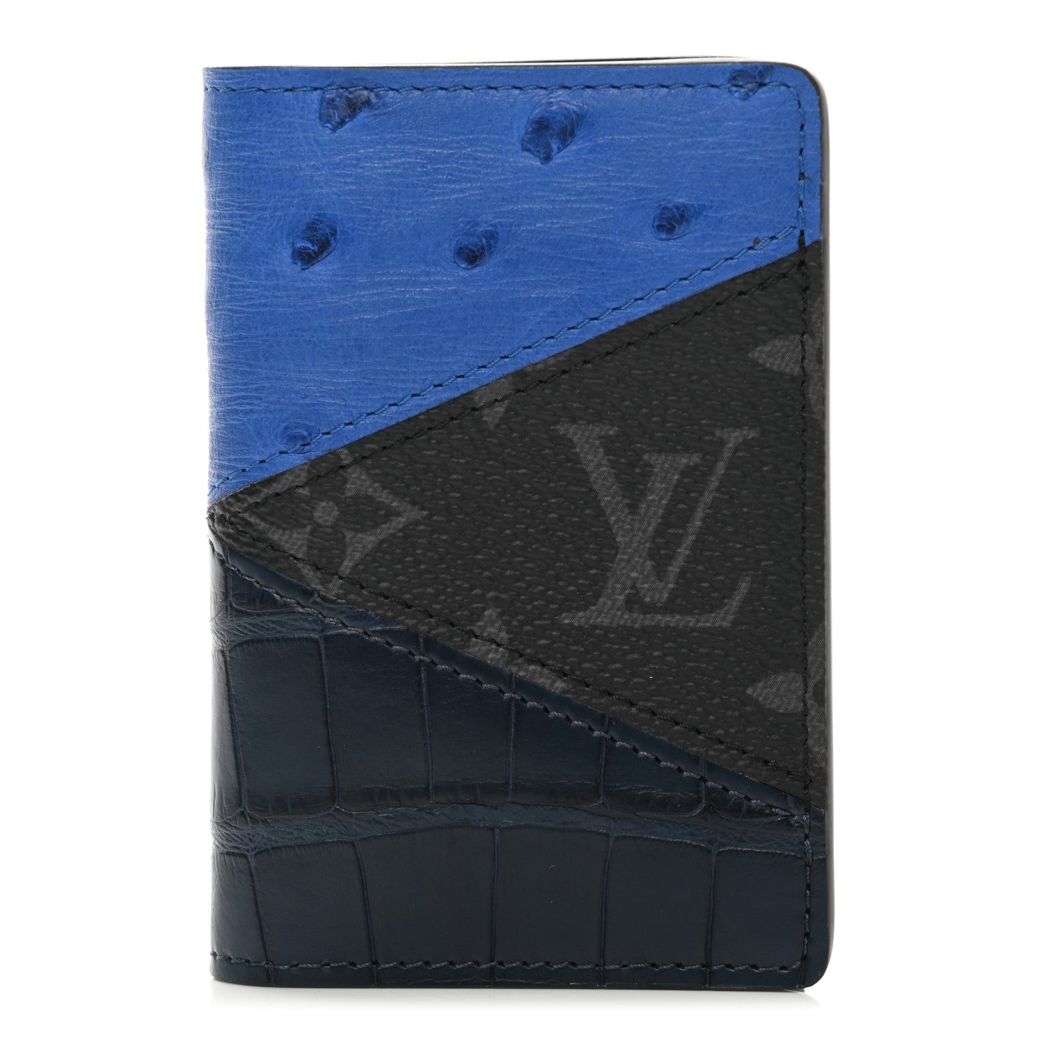 Louis Vuitton Ostrich Crocodile Pocket Organizer Blue Black