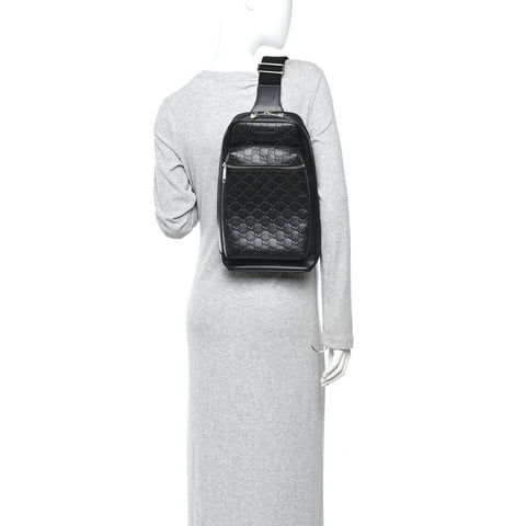 Guccissima Sling Backpack Black