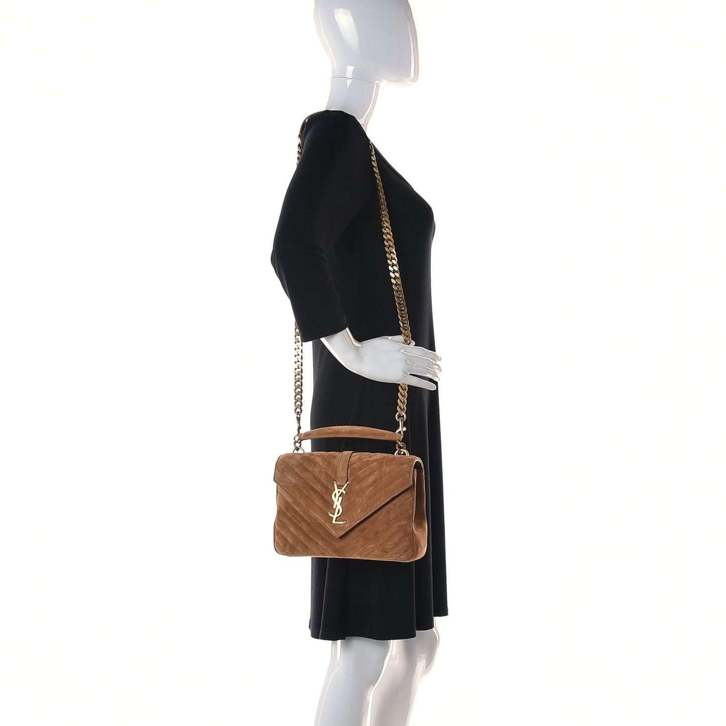Suede Matelasse Chevron Monogram Medium College Bag Cinnamon