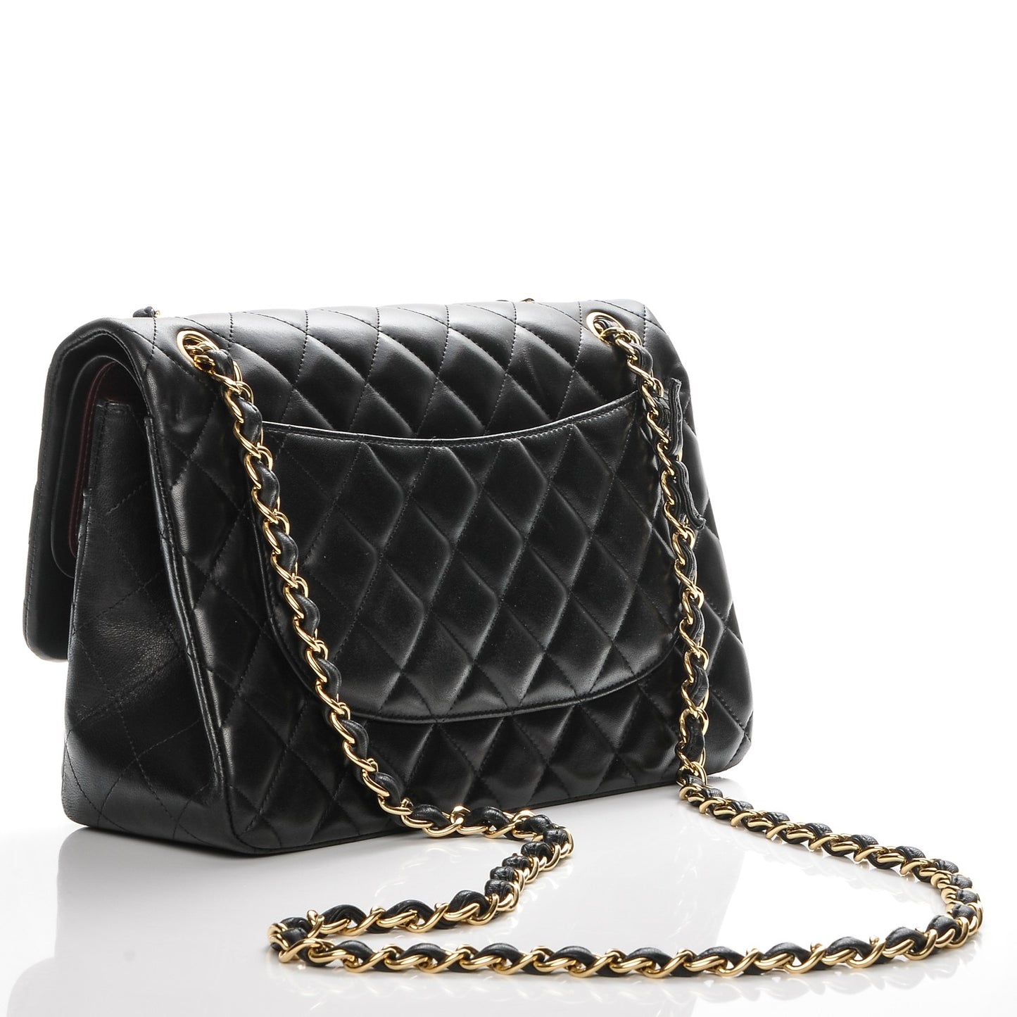 Lambskin Quilted Jumbo Double Flap Black