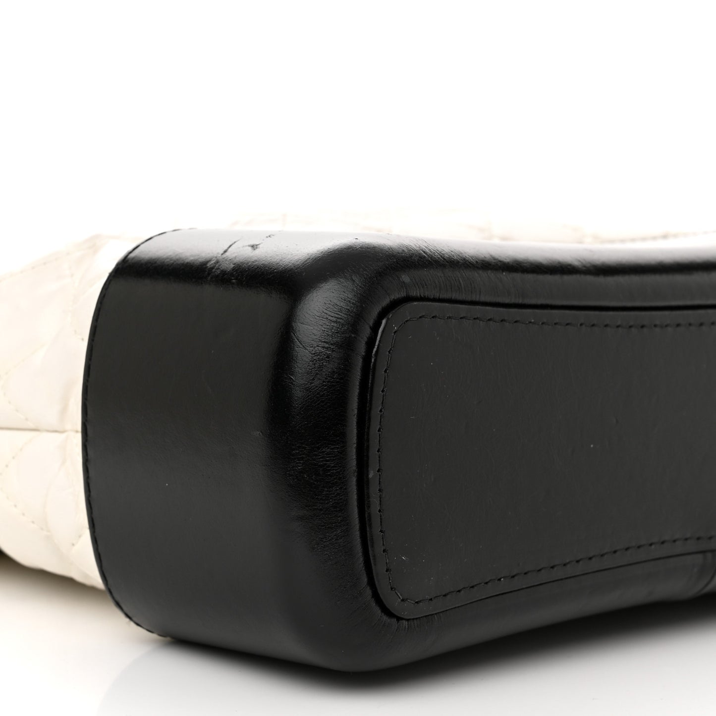 Aged Calfskin Quilted Medium Gabrielle Hobo Black White