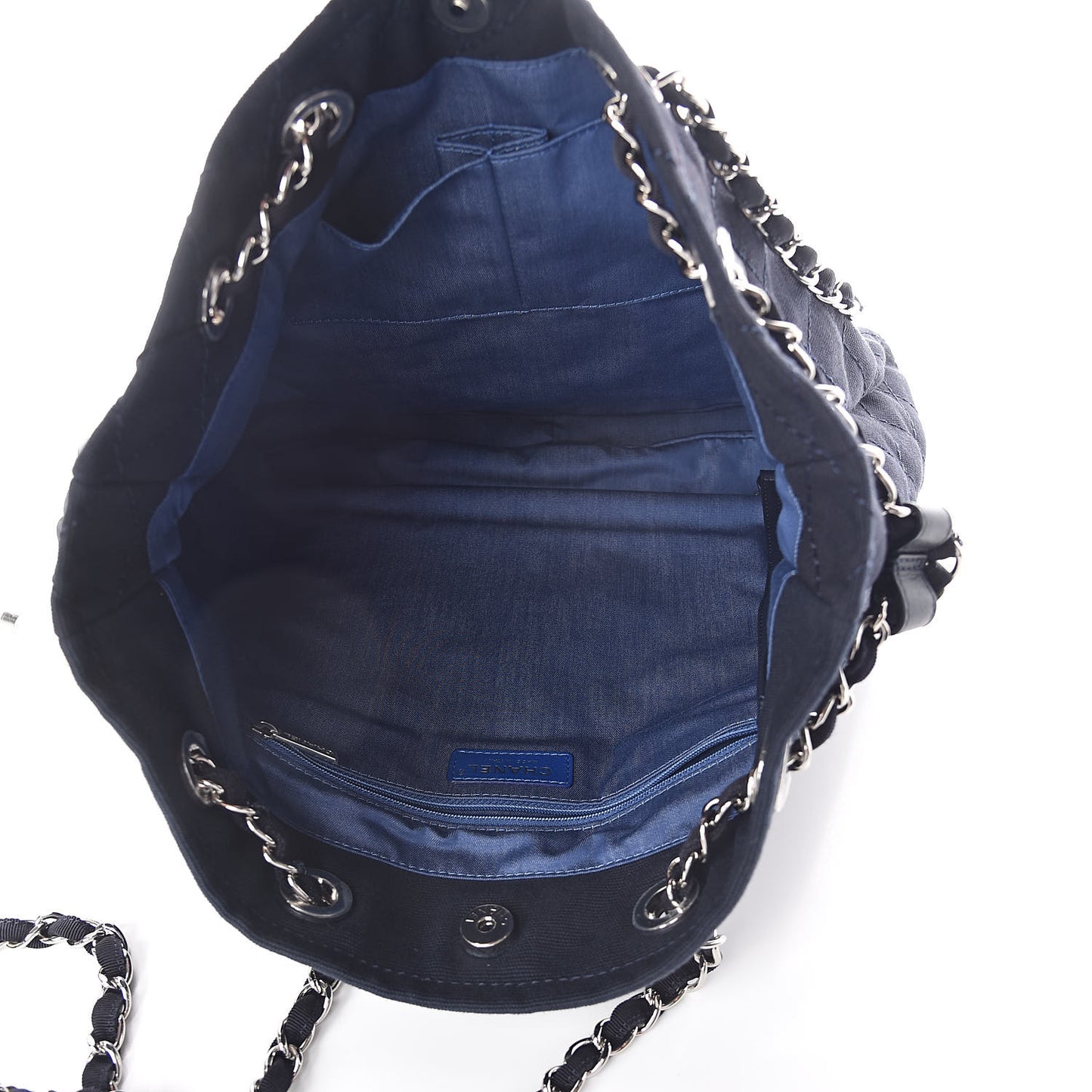 Canvas Quilted La Pausa Large Shopping Tote Navy